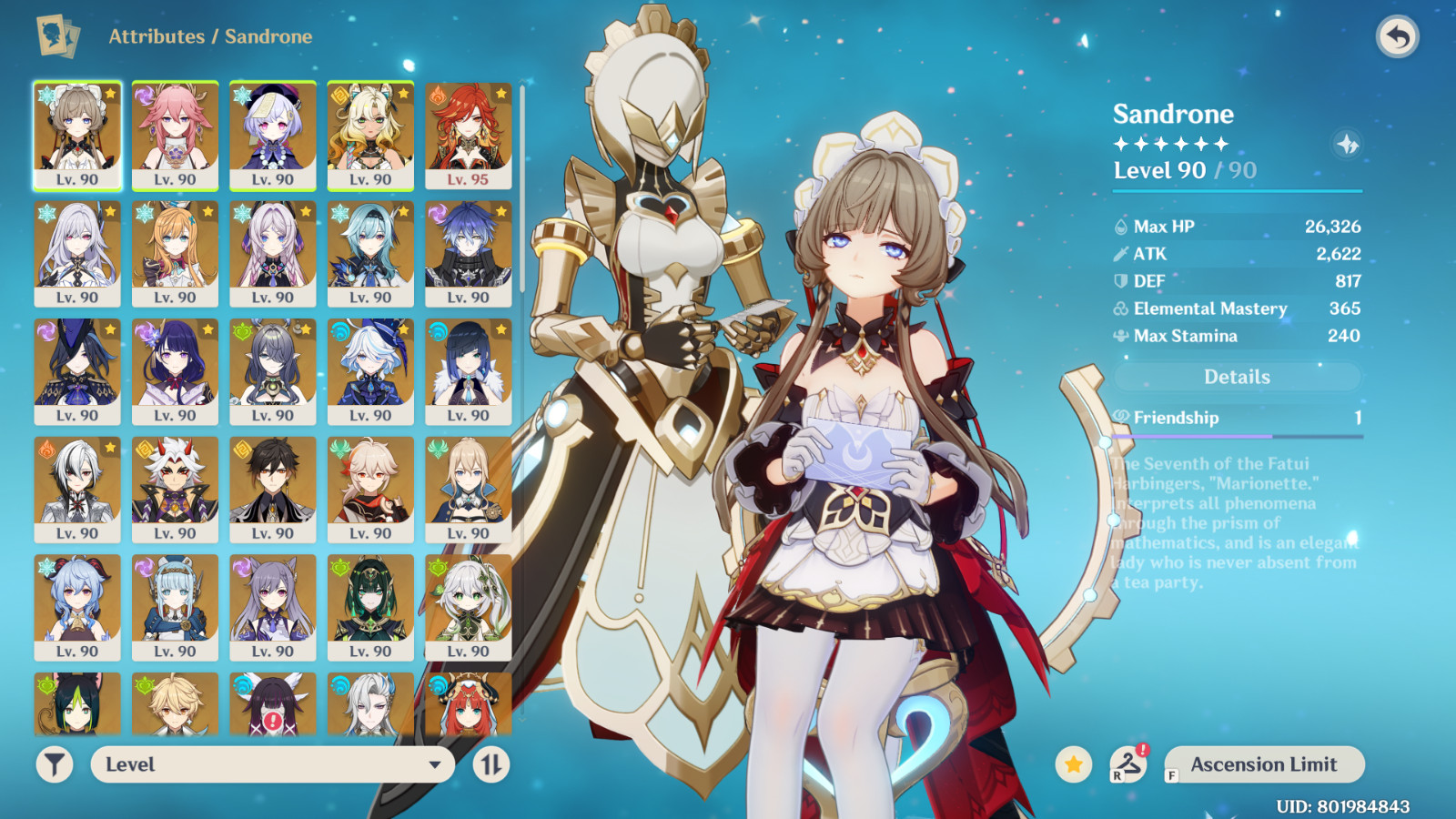 Genshin Impact (AS) ar 60 eula c6 + luna + Stellar conduct Sandrone Columbina