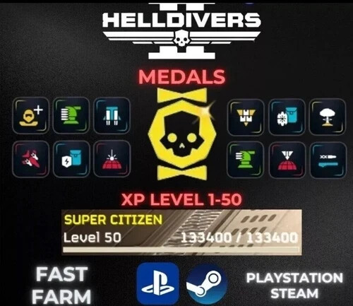 HELLDIVERS 2 🌟 Medals / samples / R$ / XP / Level Boost / Gun Rank / FAST