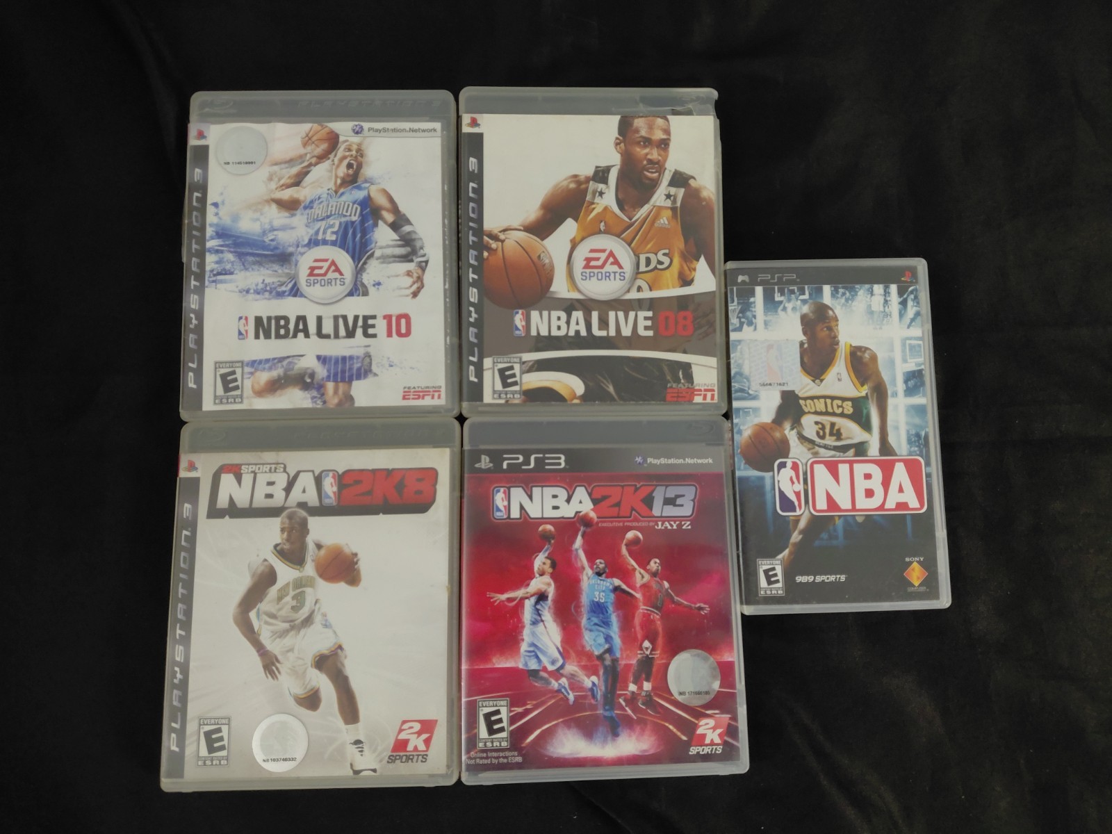 Lot Of 5 NBA Video Games PSP NBA, PS3 NBA Live 08 / 10, NBA 2K8/ 2K13