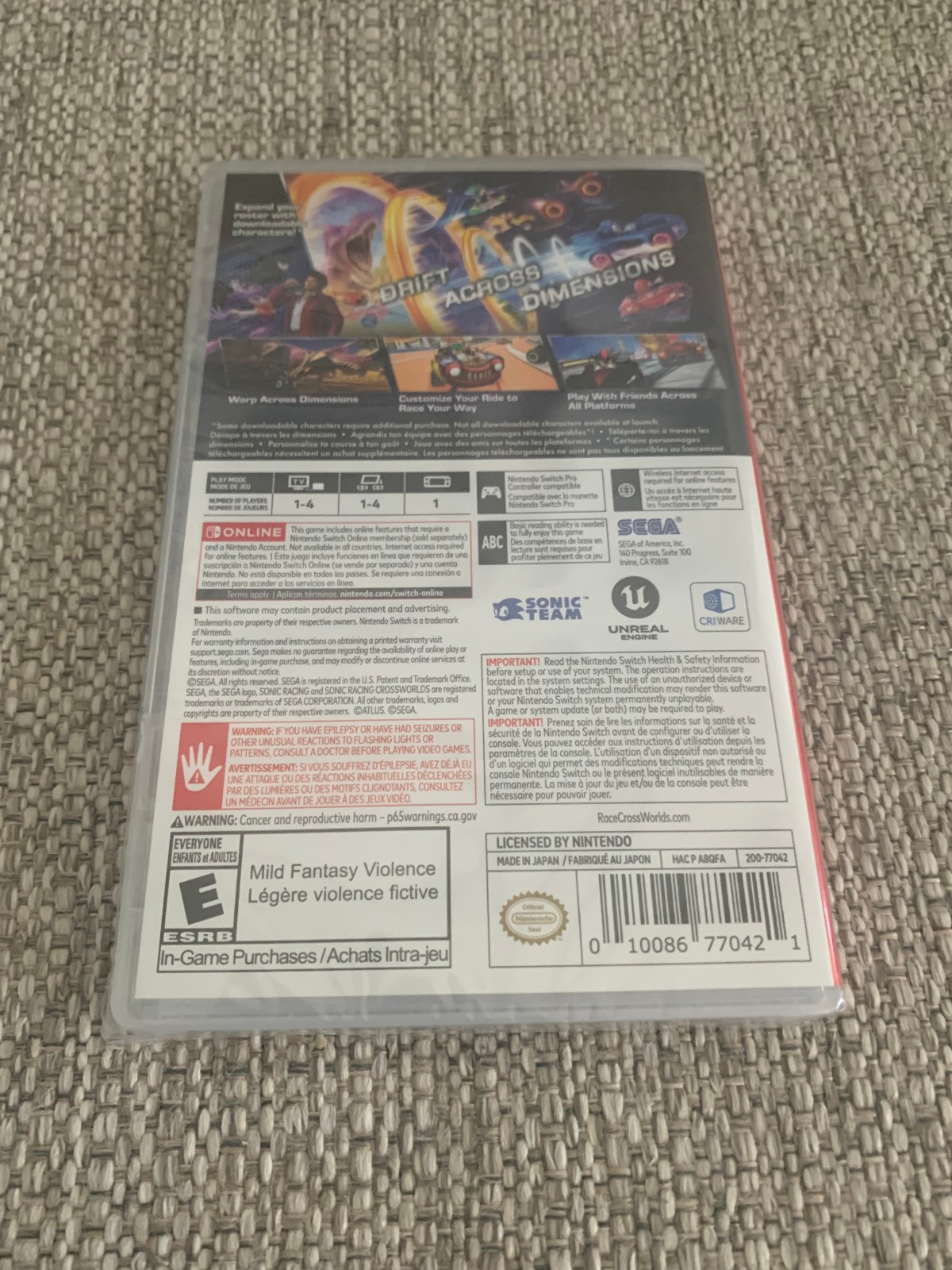 Sonic Racing CrossWorlds Switch Amazon Exclusive Edition Nintendo ESRB New