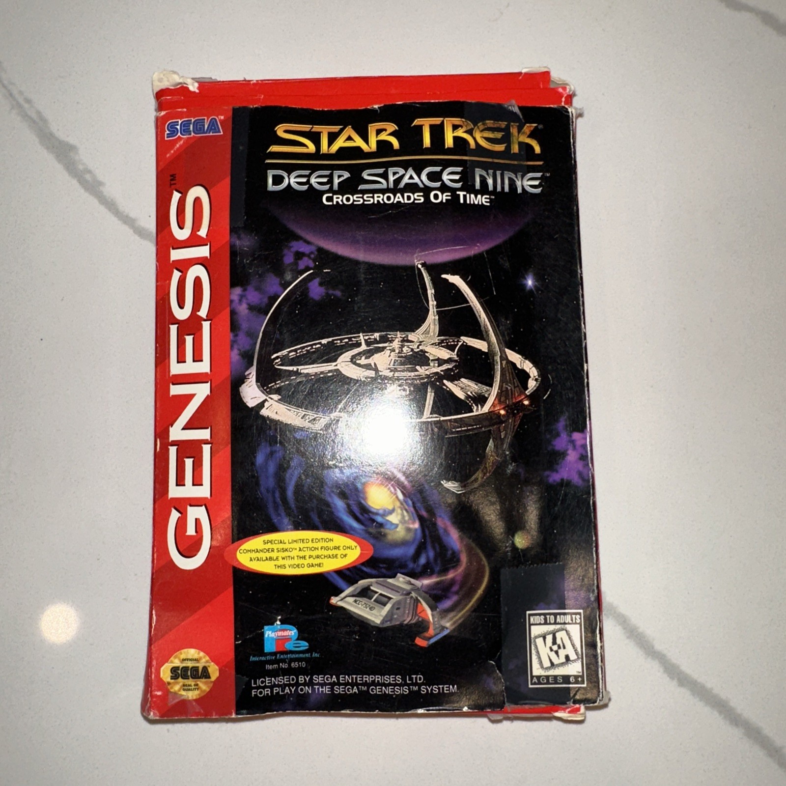 1995 Sega Genesis STAR TREK DEEP SPACE NINE BOX, Cartridge, Poster, & Reg Card