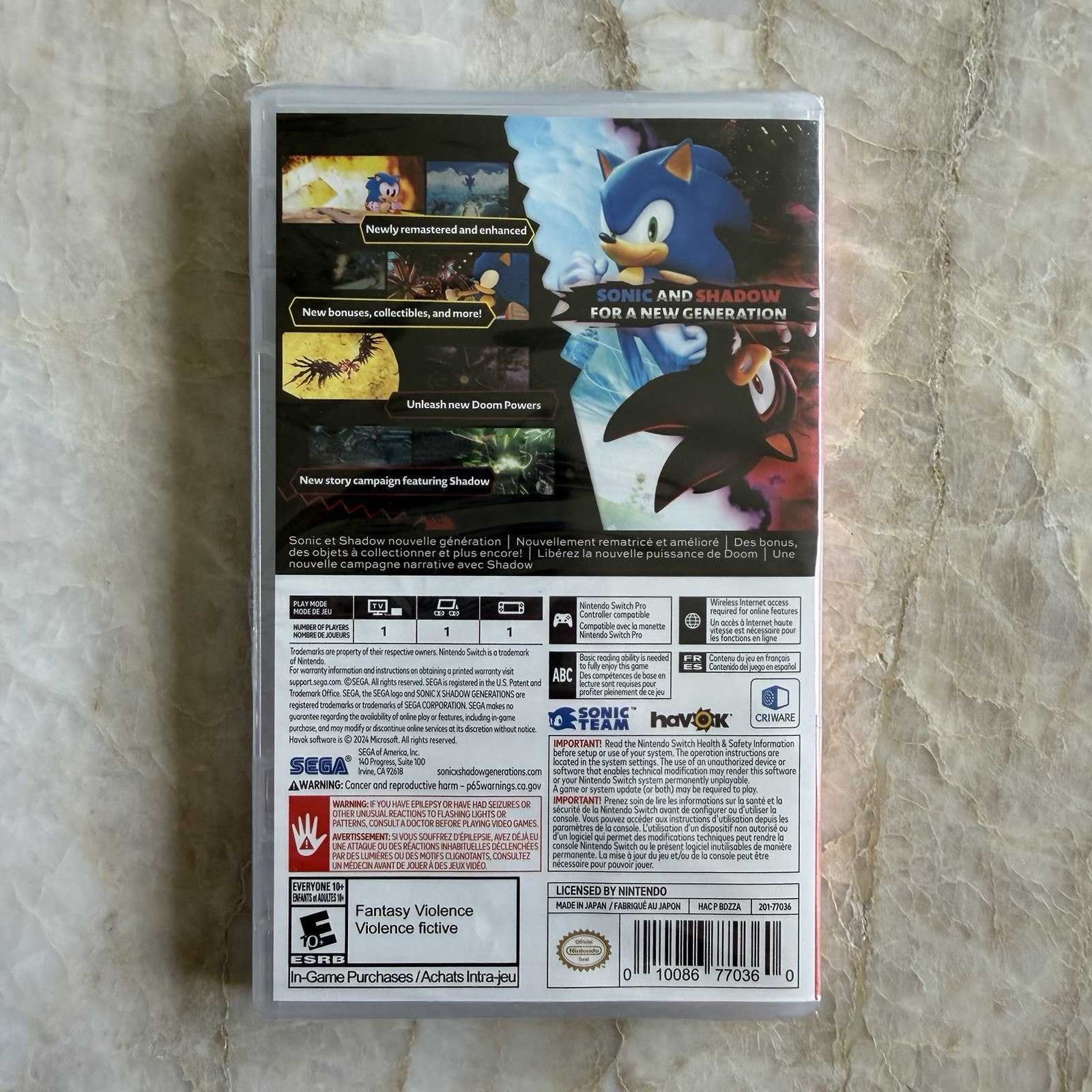 Sonic X Shadow Generations – Nintendo Switch New Sealed