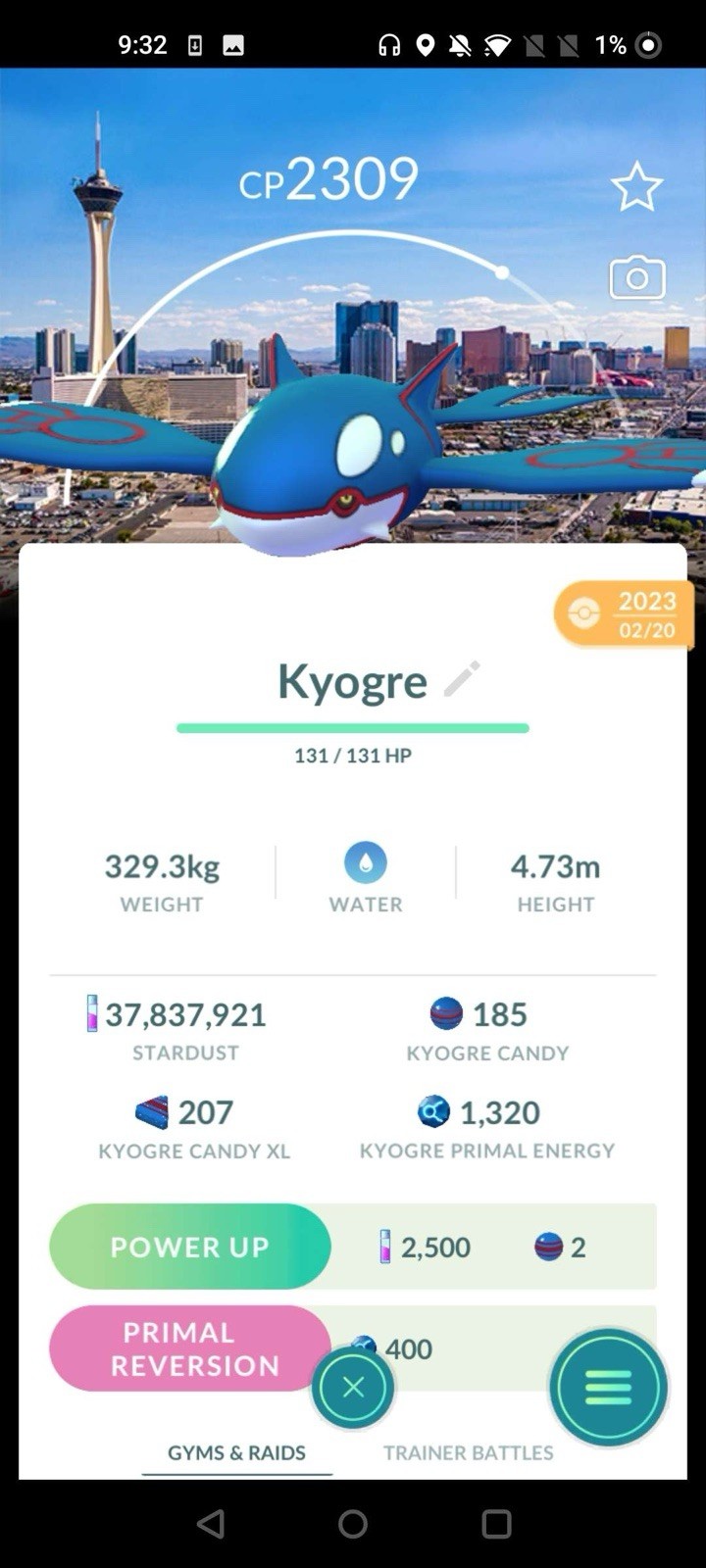 Kyogre with Vegas Background – Pokemon Go