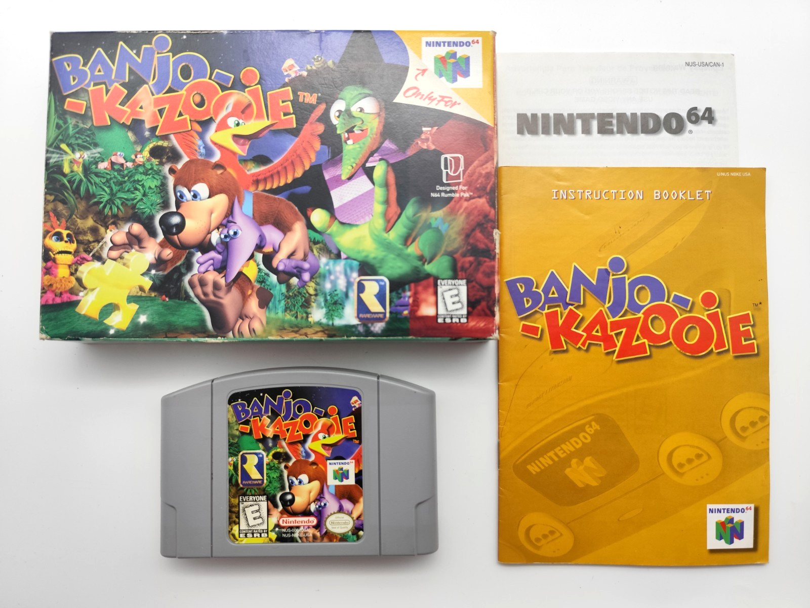 Banjo-Kazooie (Nintendo 64, 1998) COMPLETE CIB Authentic Tested & Cleaned!