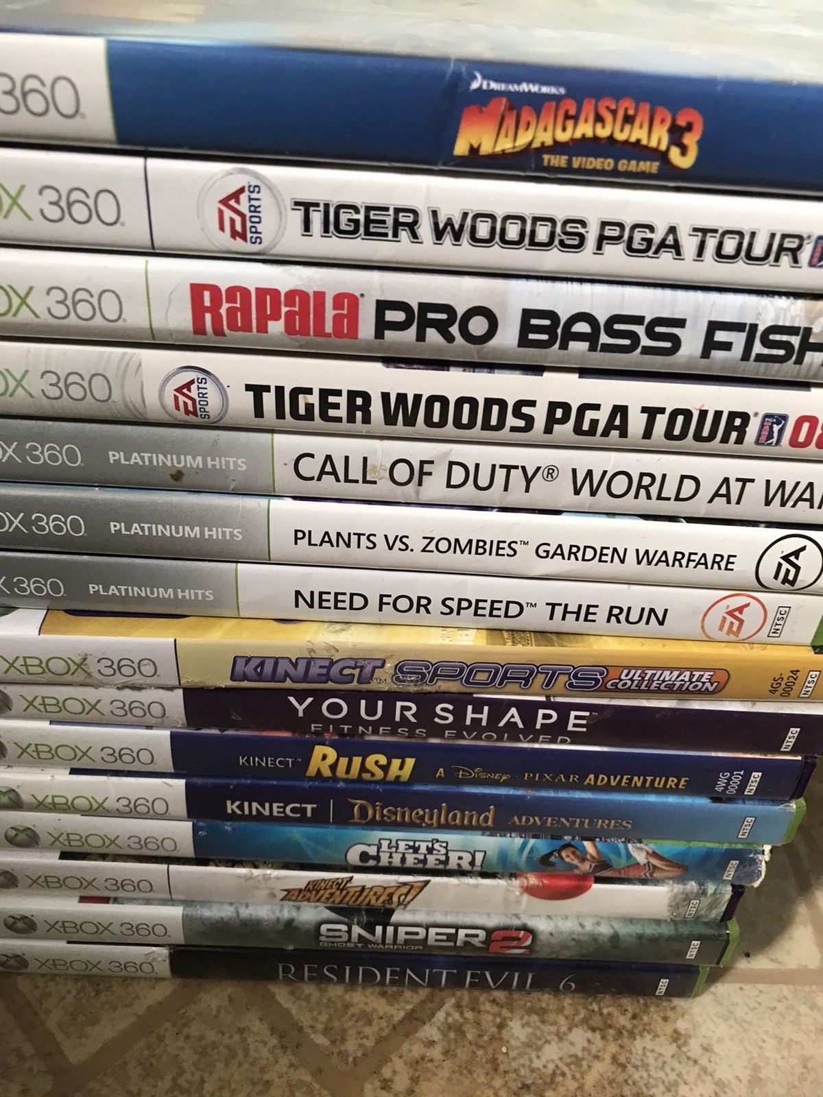 Xbox 360 Kinect Game Lot of 15 Call of Duty Sniper Tiger Woods Mixed Lot