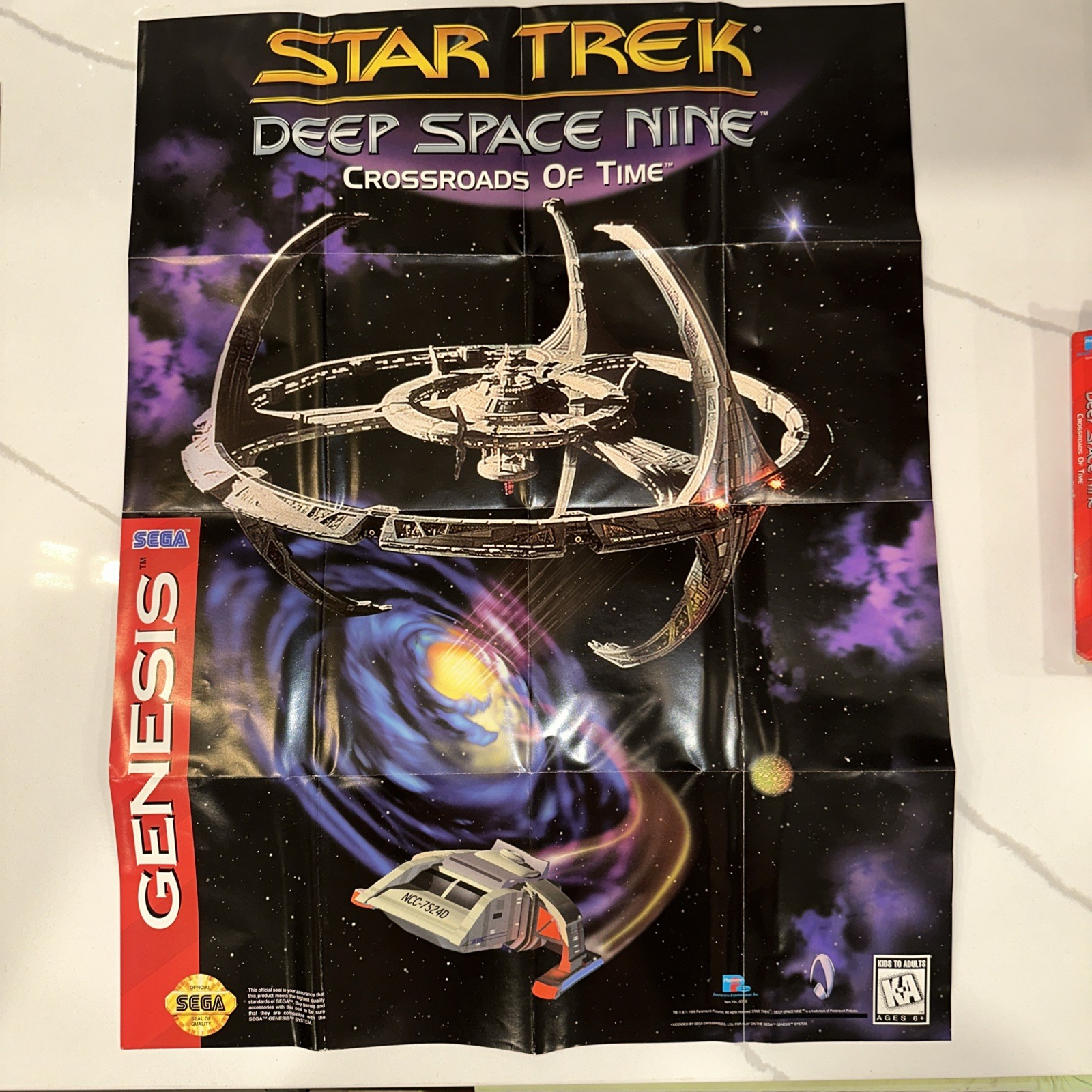 1995 Sega Genesis STAR TREK DEEP SPACE NINE BOX, Cartridge, Poster, & Reg Card