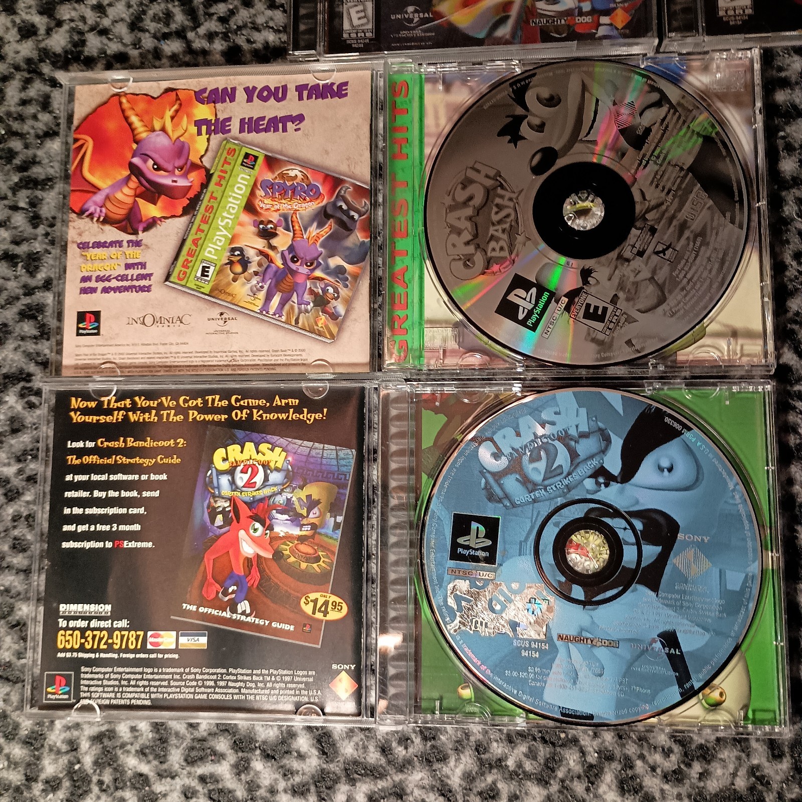 Lot (4) Crash Bandicoot 2 Bash Cortex Strikes Warped Holo Sony PS1 *Tested* – VG