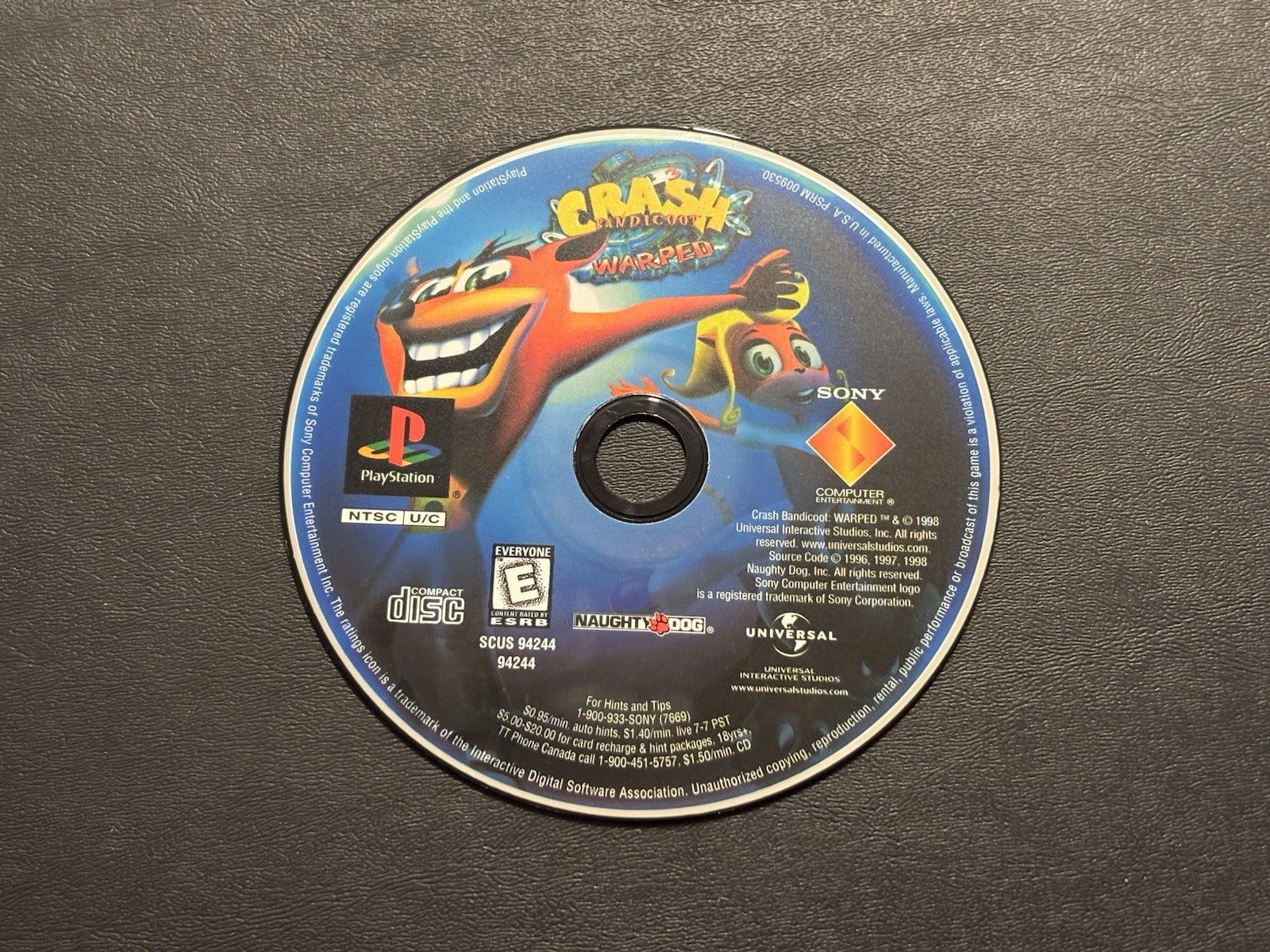 Crash Bandicoot Warped (Sony PlayStation 1, PS1 1998) Black Label CIB Complete