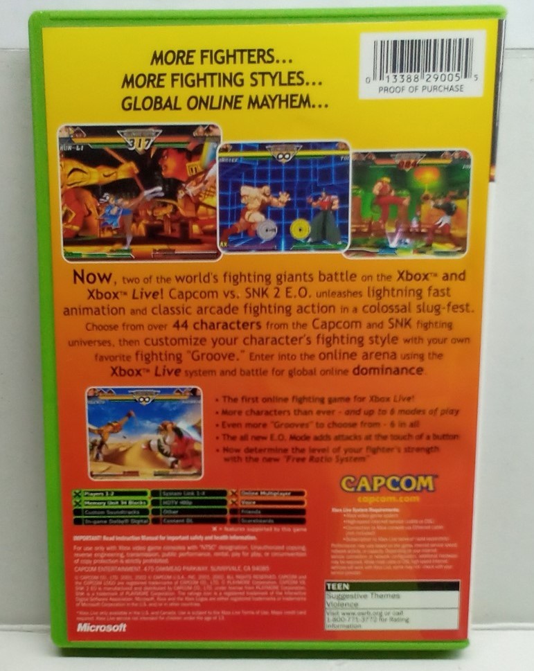 Capcom vs. SNK 2: EO (Xbox, 2003) Complete Tested Working – Free Ship