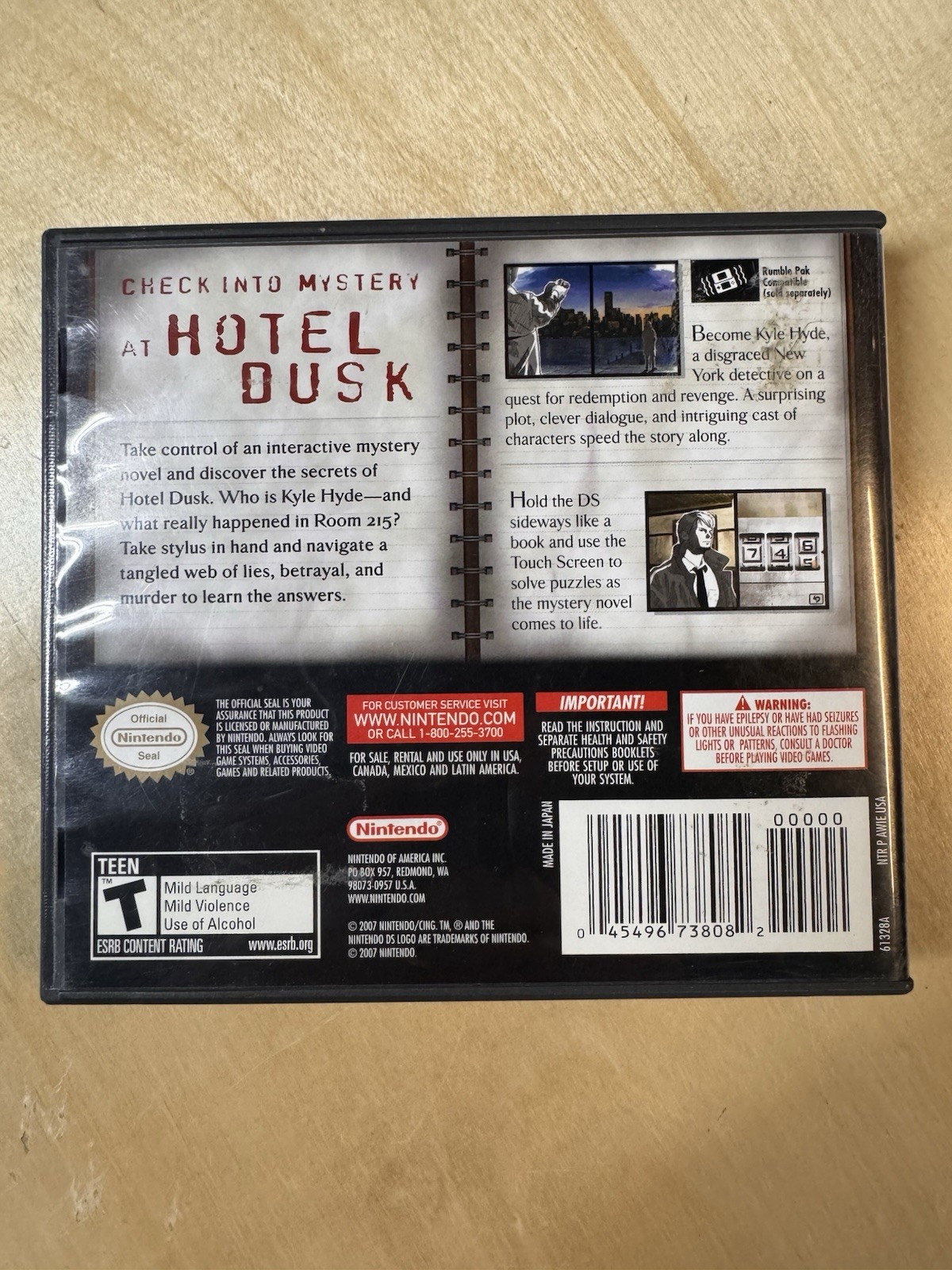 Hotel Dusk: Room 215 (Nintendo DS, 2007) – Very Nice Condition!