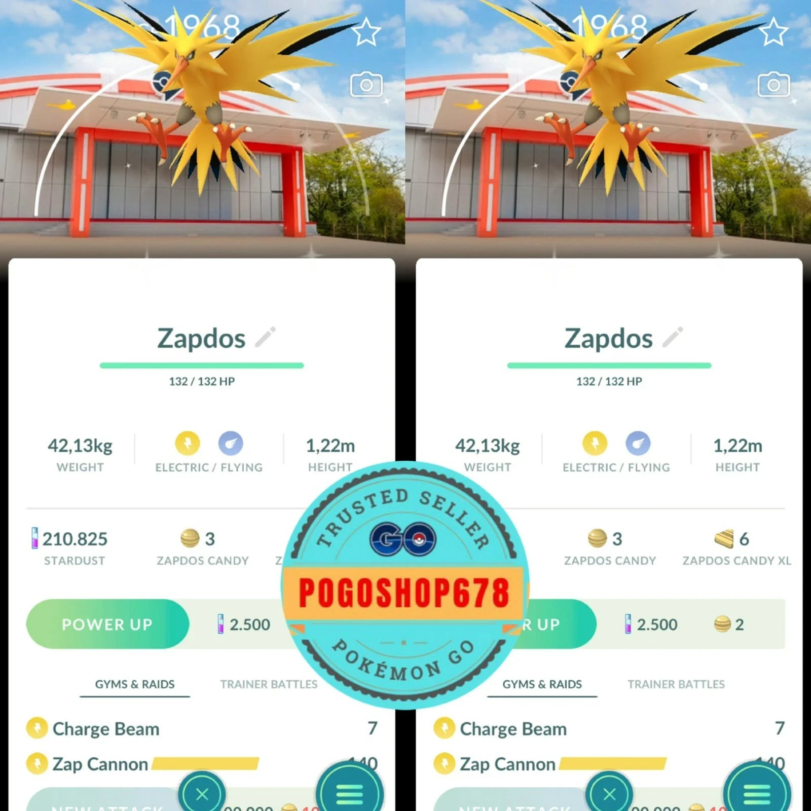 Pokémon PTC Go – Shiny Zapdos ✨ PokePark Kanto Background ✨ Mini 80k Stardusts