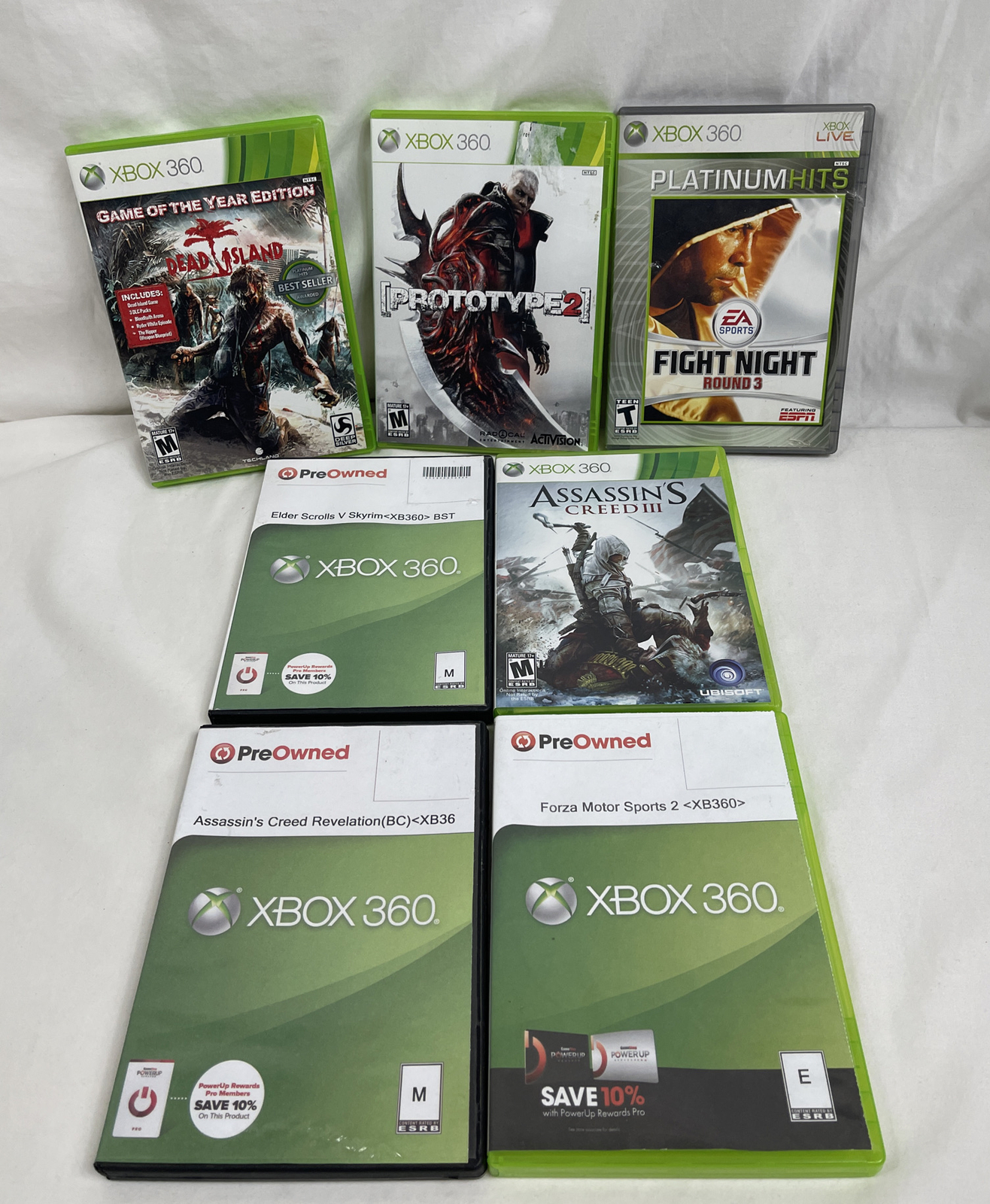 Lot Of 7 Xbox 360 Games Fight Night R3 Assassins Creed 3 Forza Motor Sports 2