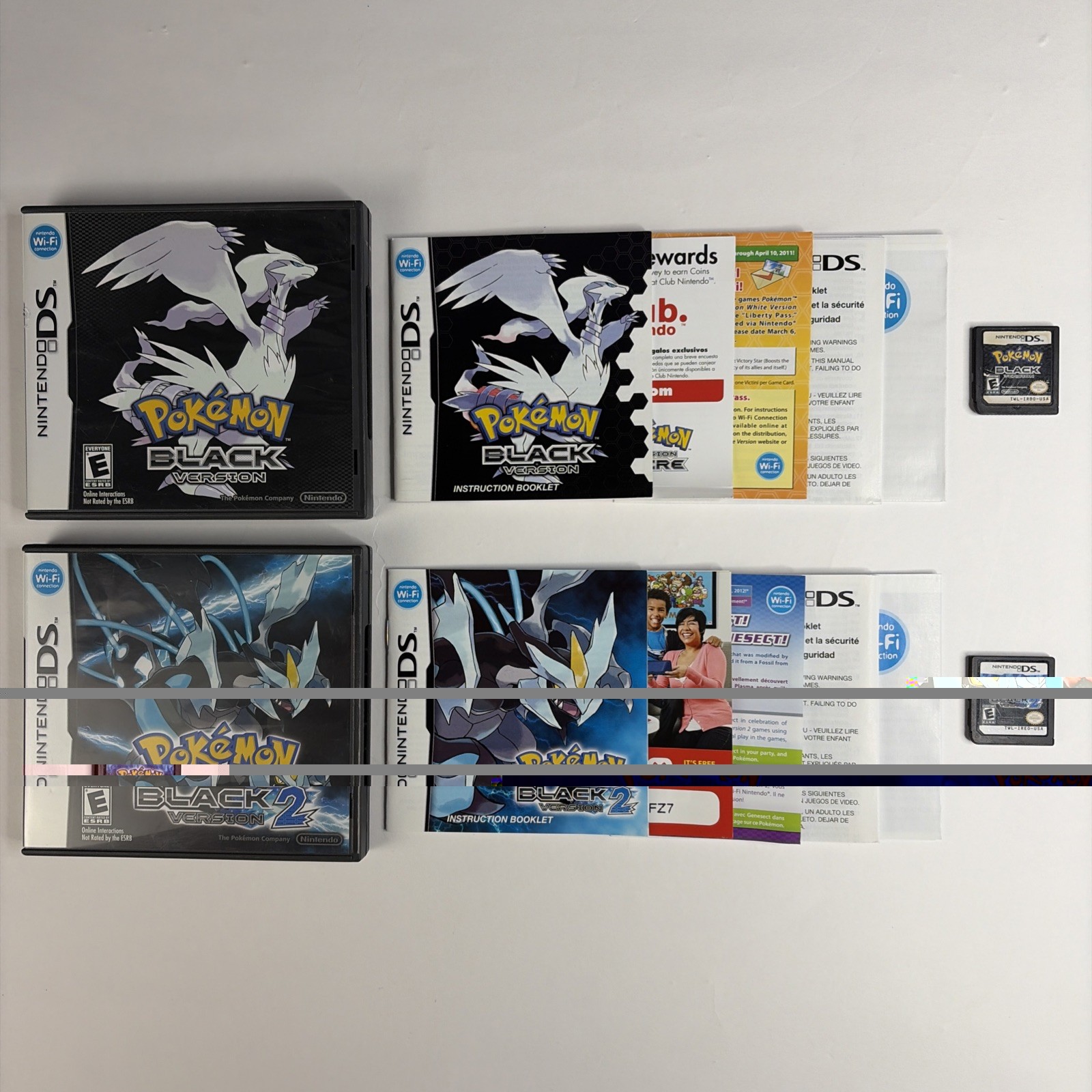 Pokemon Black 2 & Black Version Authentic Complete In Box Nintendo DS Bundle Lot