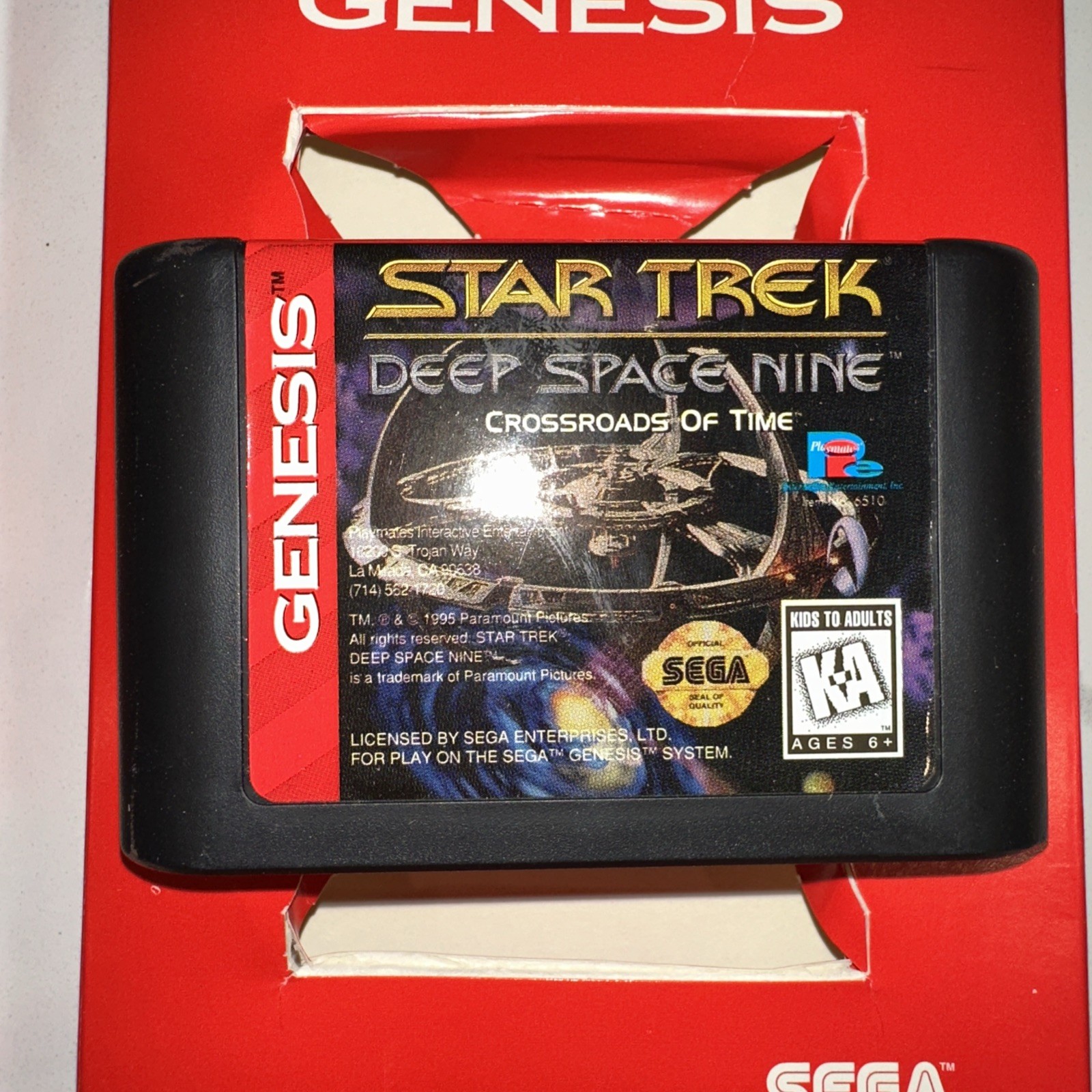 1995 Sega Genesis STAR TREK DEEP SPACE NINE BOX, Cartridge, Poster, & Reg Card