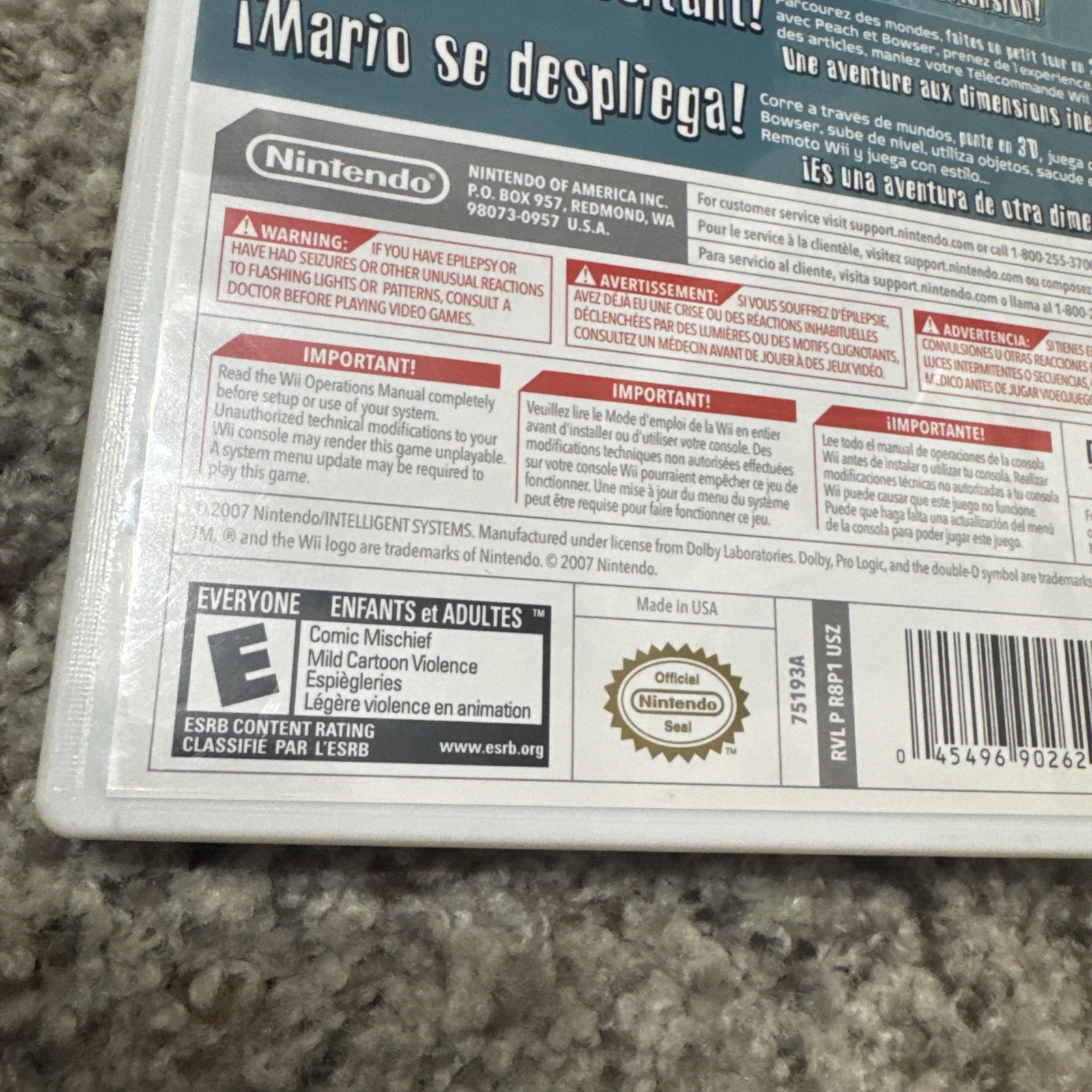 Super Paper Mario Nintendo Selects Edition (Nintendo Wii) Open Box New