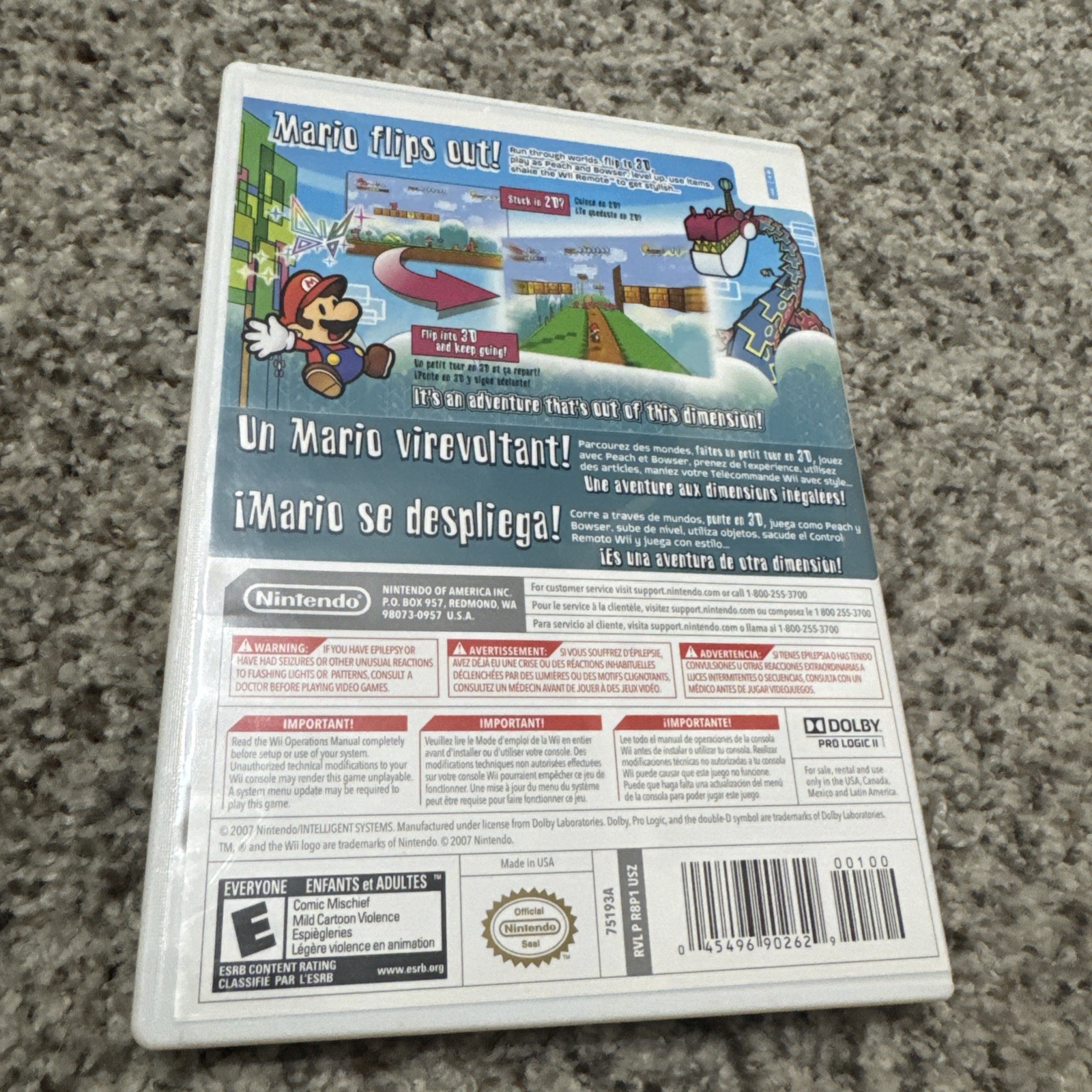Super Paper Mario Nintendo Selects Edition (Nintendo Wii) Open Box New