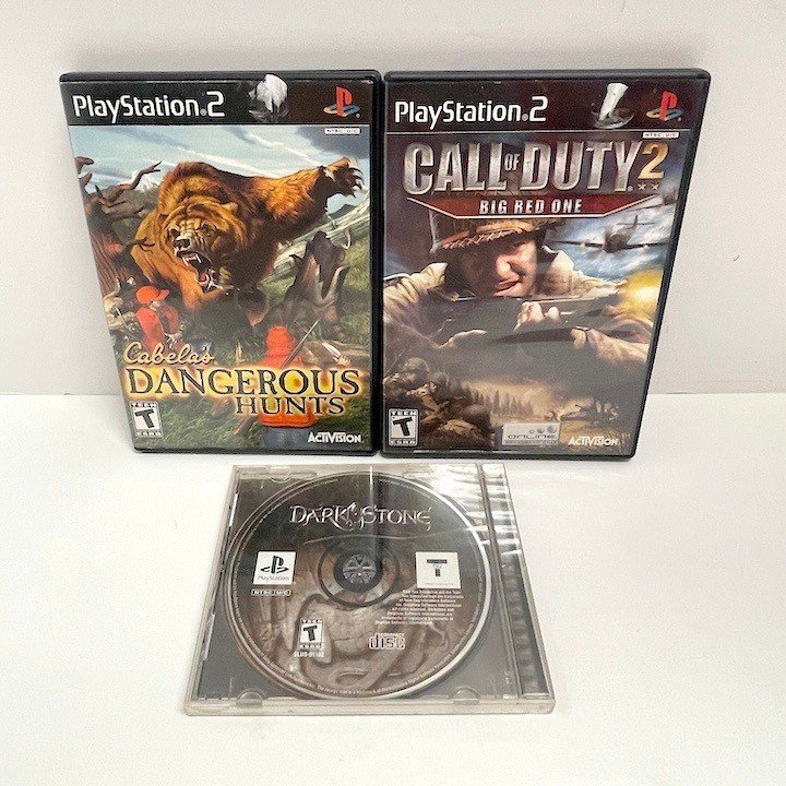 3 Vintage PS2 Ps1 Gems Call of Duty 2 Dangerous Hunts Dark Stone Untested