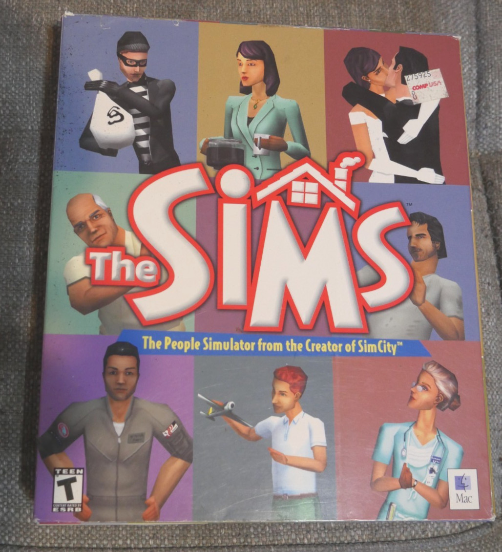The Sims (2000) VERY RARE HTF Aspyr Big Box Mac Apple FREE SHIPPING!