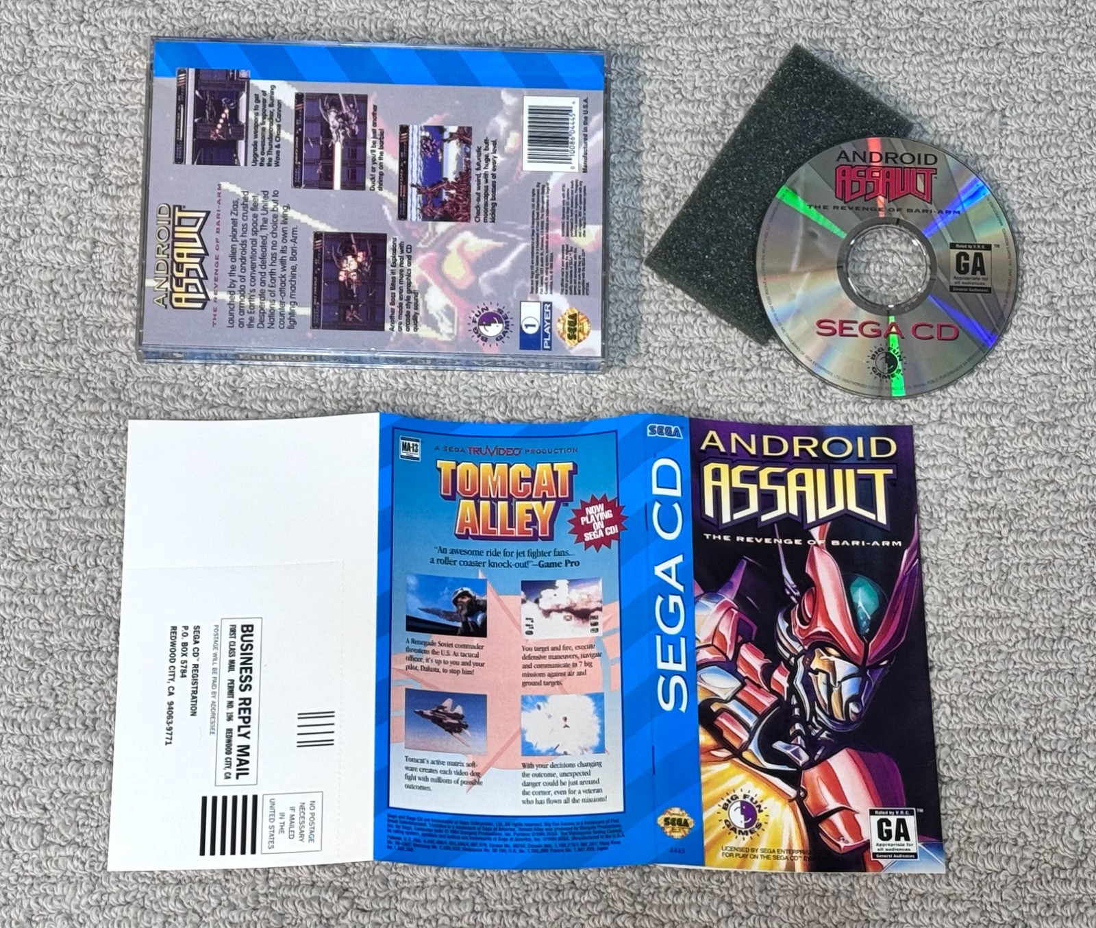 Android Assault & Registration Card – Complete Sega CD Game CIB – Authentic