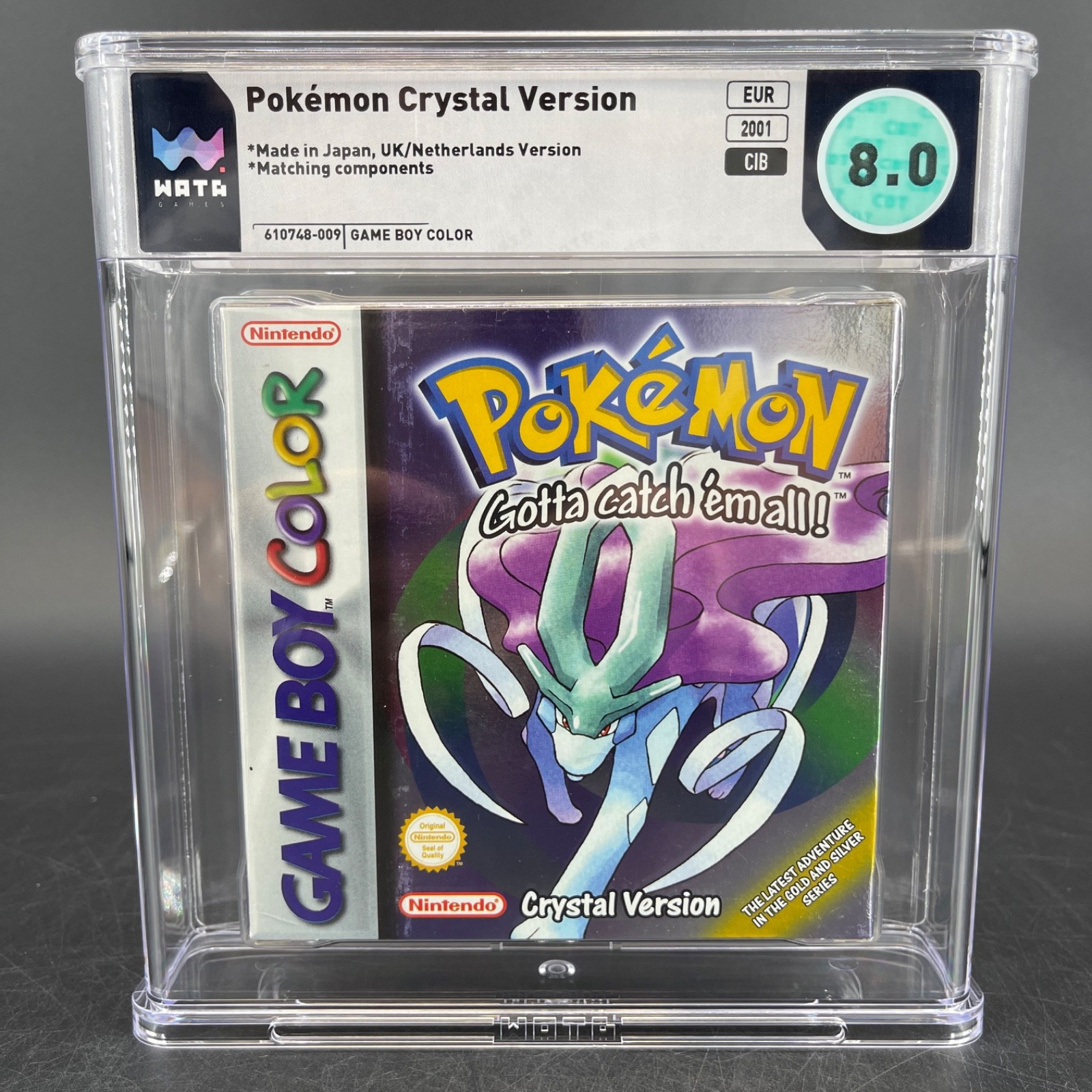 Pokemon Crystal Version EUR 2001 CIB WATA 8.0 UK Netherlands Europe Suicune 9.0