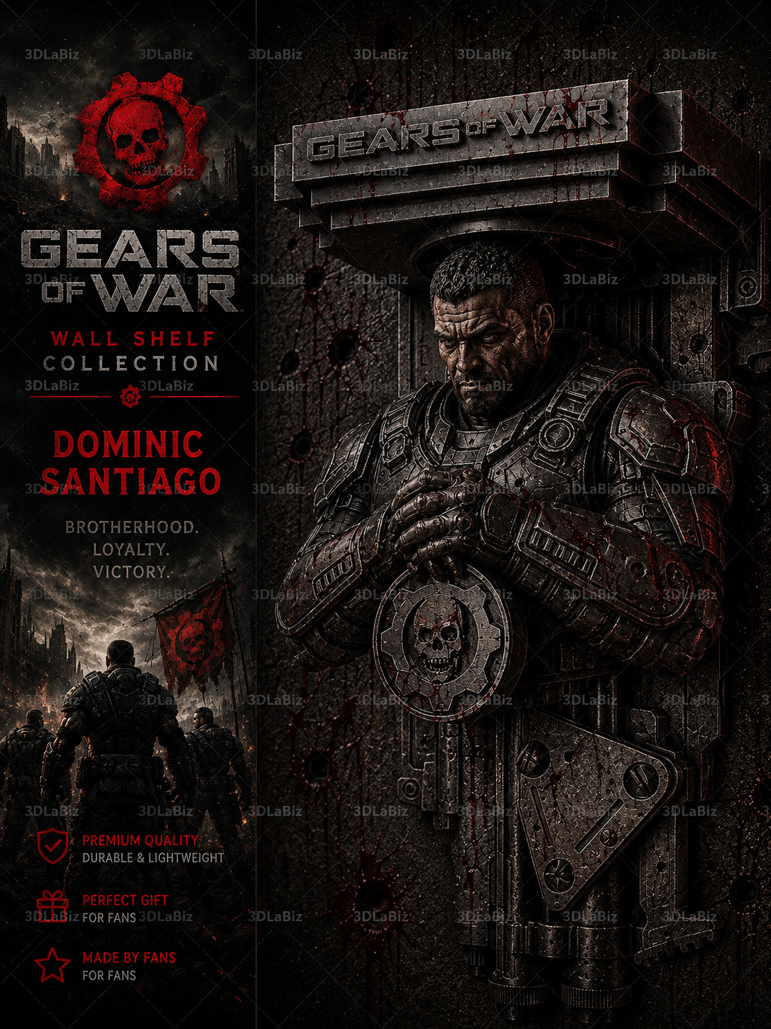 GOW Gears Of War Dominic Santiago Like 7×7 Top Floating Shelf