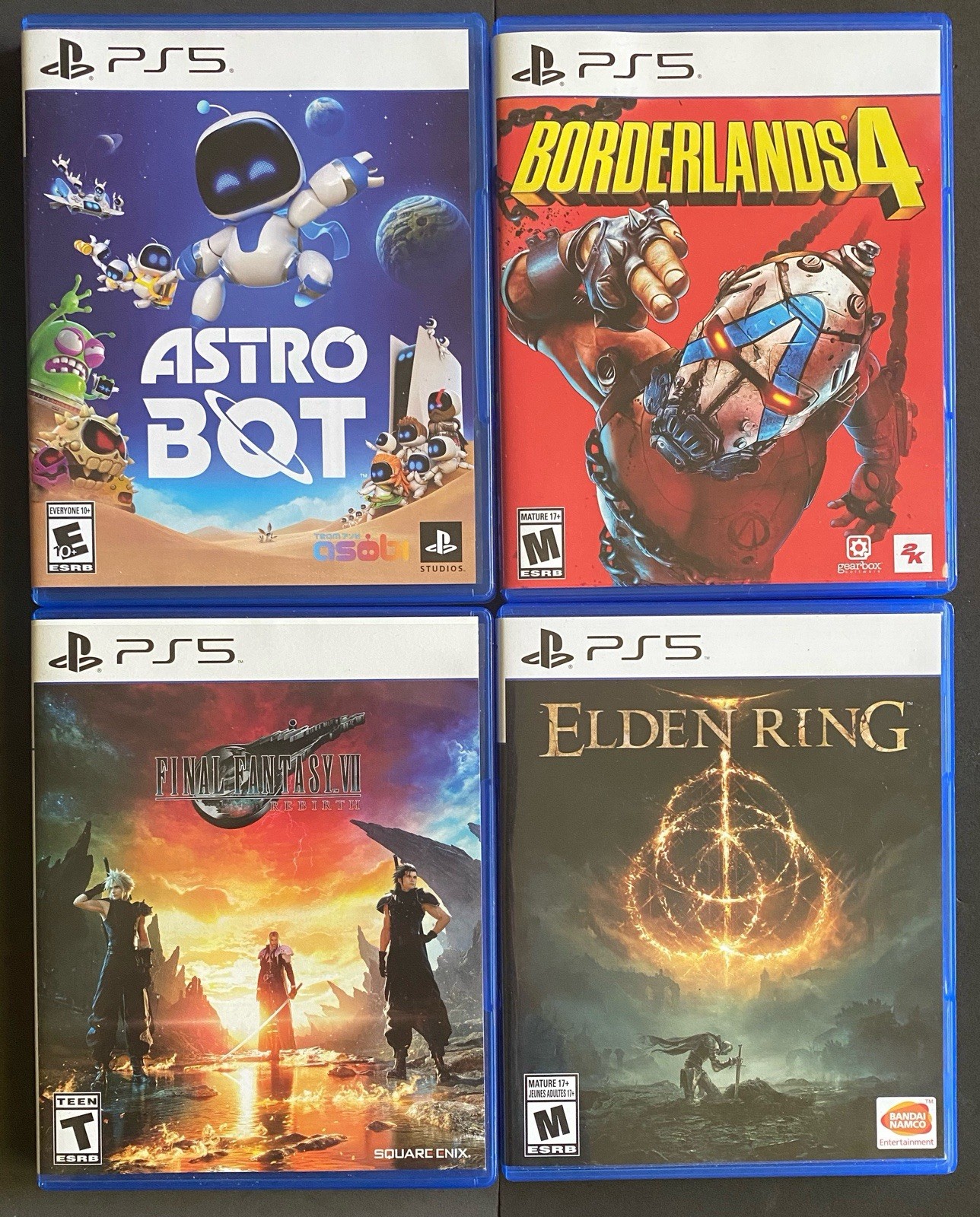PS5 Game Lot (4): Astro Bot / Borderlands 4 / Elden Ring / Final Fantasy Rebirth