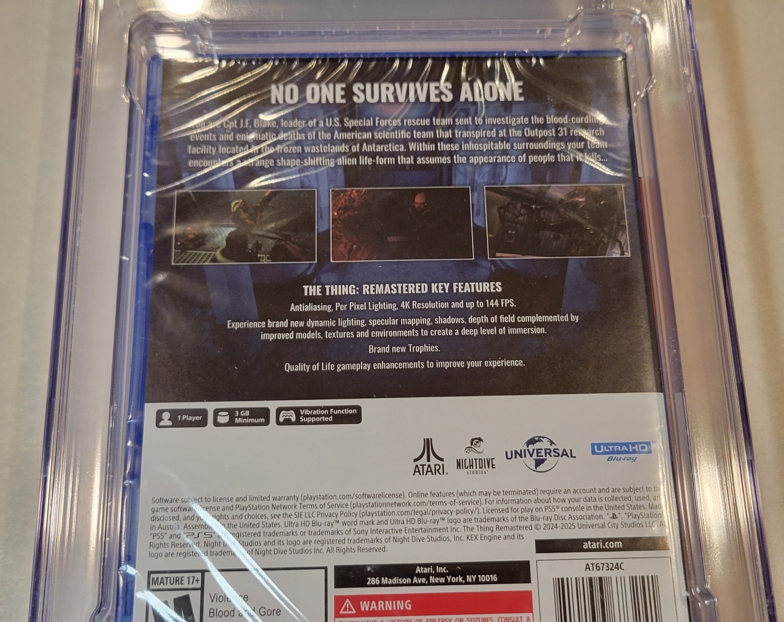 2024 The Thing: Remastered PlayStation 5 PS5 Brand New Graded CGC 9.4 Sealed A++