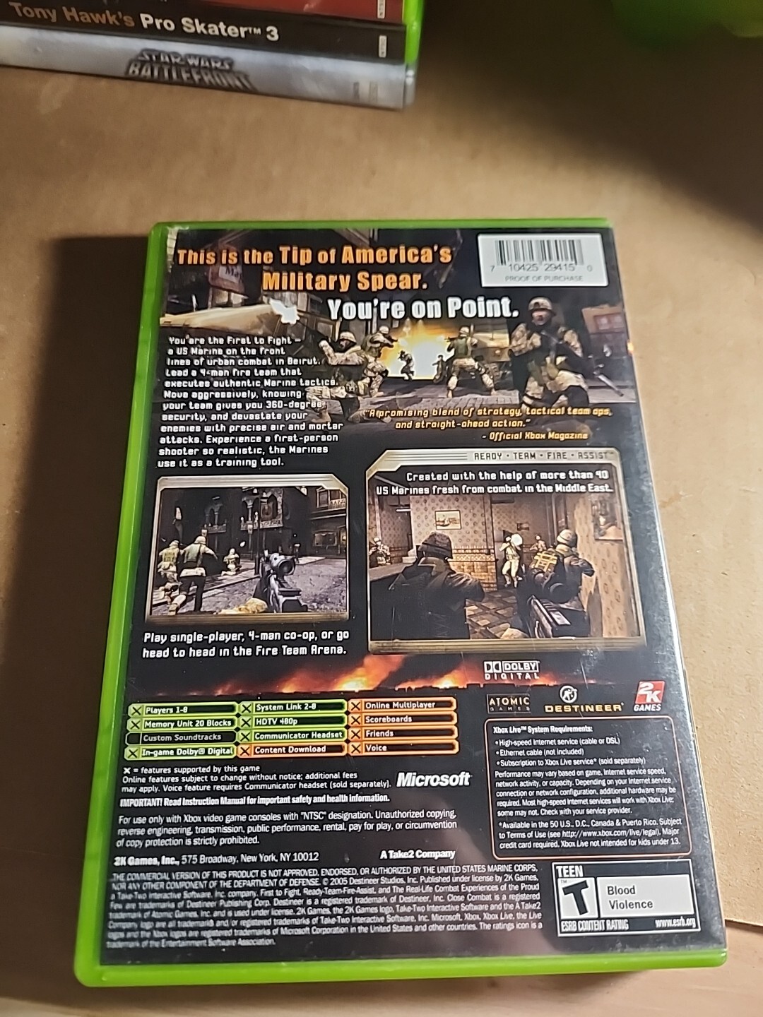 Close Combat: First to Fight (Microsoft Xbox, 2005) W/ Manual Complete