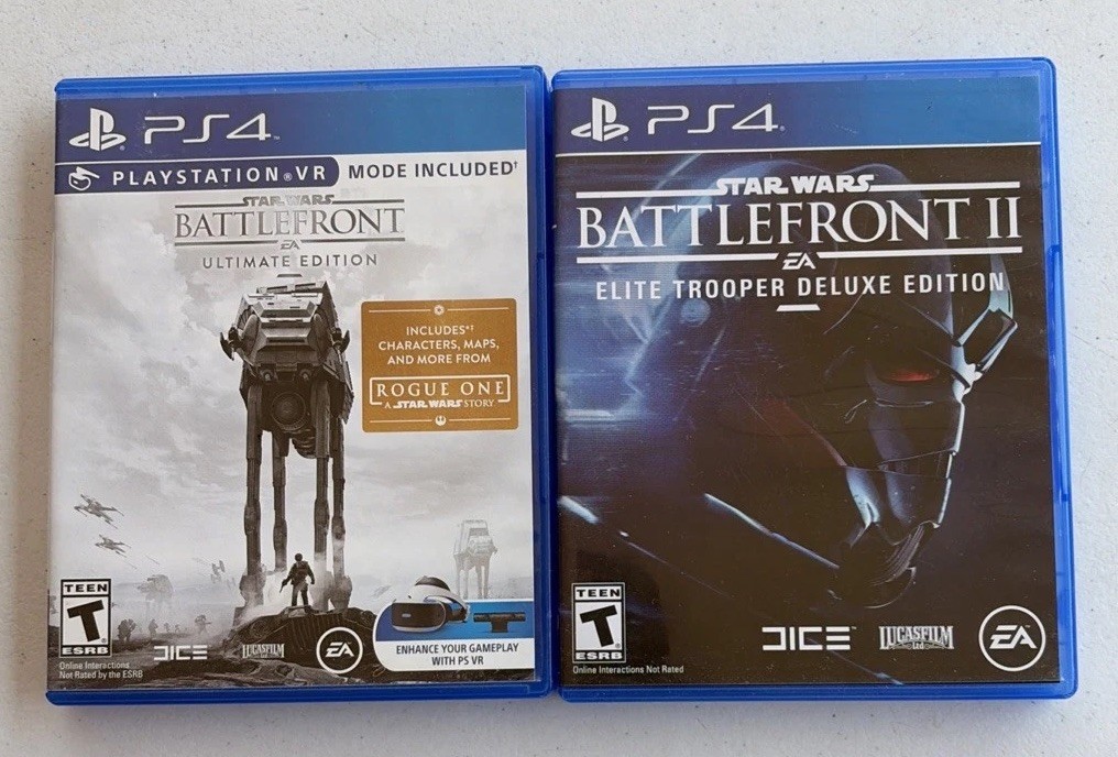 PS4 Star Wars Battlefront 1 & II Game Lot Complete Tested