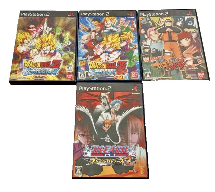 PS2 Anime Game Lot 4x Dragon Ball Z Sparking Neo Naruto Bleach NTSC-J Tested