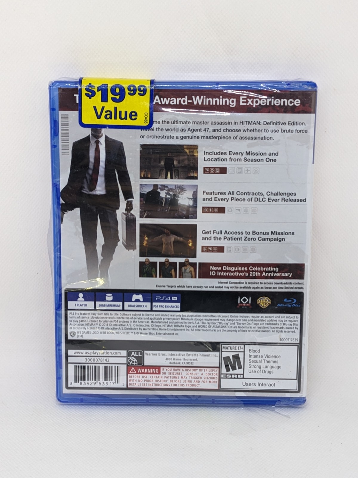 *NEW but Wrapper has Tear* Hitman: Definitive Edition (PlayStation 4, 2018) PS4