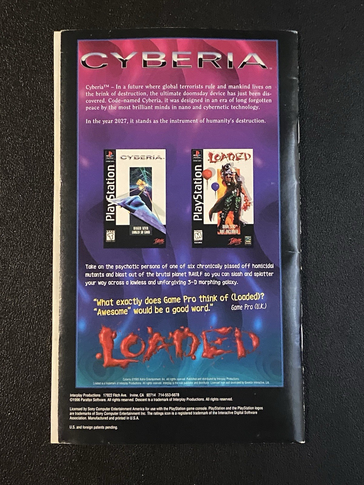 Descent Long Box Sony PS1/PSX – CIB, Case/Disc/Manual/Magazine Offer – TESTED