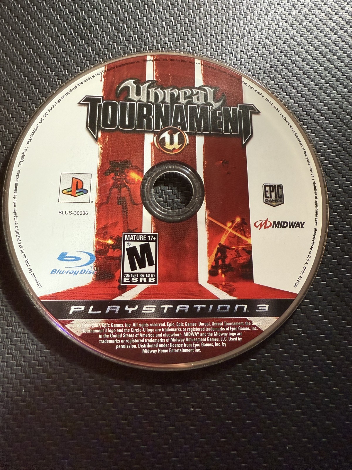 Unreal Tournament III (Sony PlayStation 3, PS3) DISC ONLY NO TRACKING (#1074)