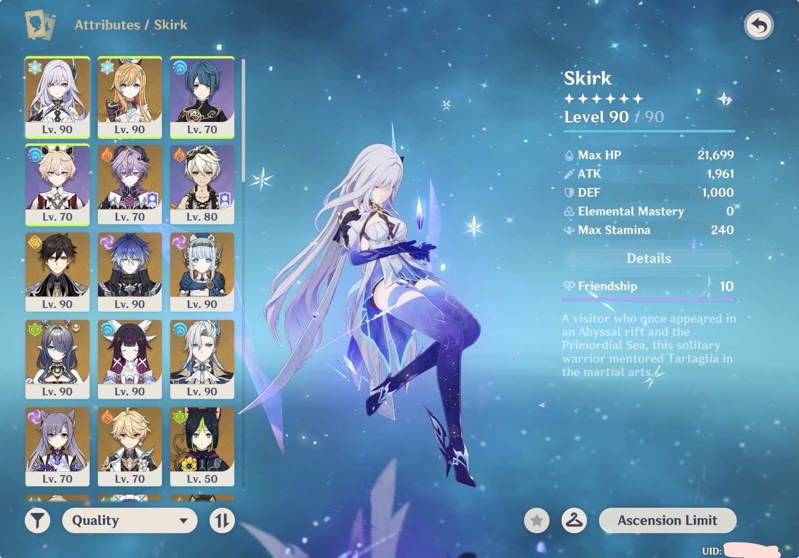 Asia Server AR 57 Account (Skirk, Columbina, etc) MESSAGE BEFORE BUYING PLS!!