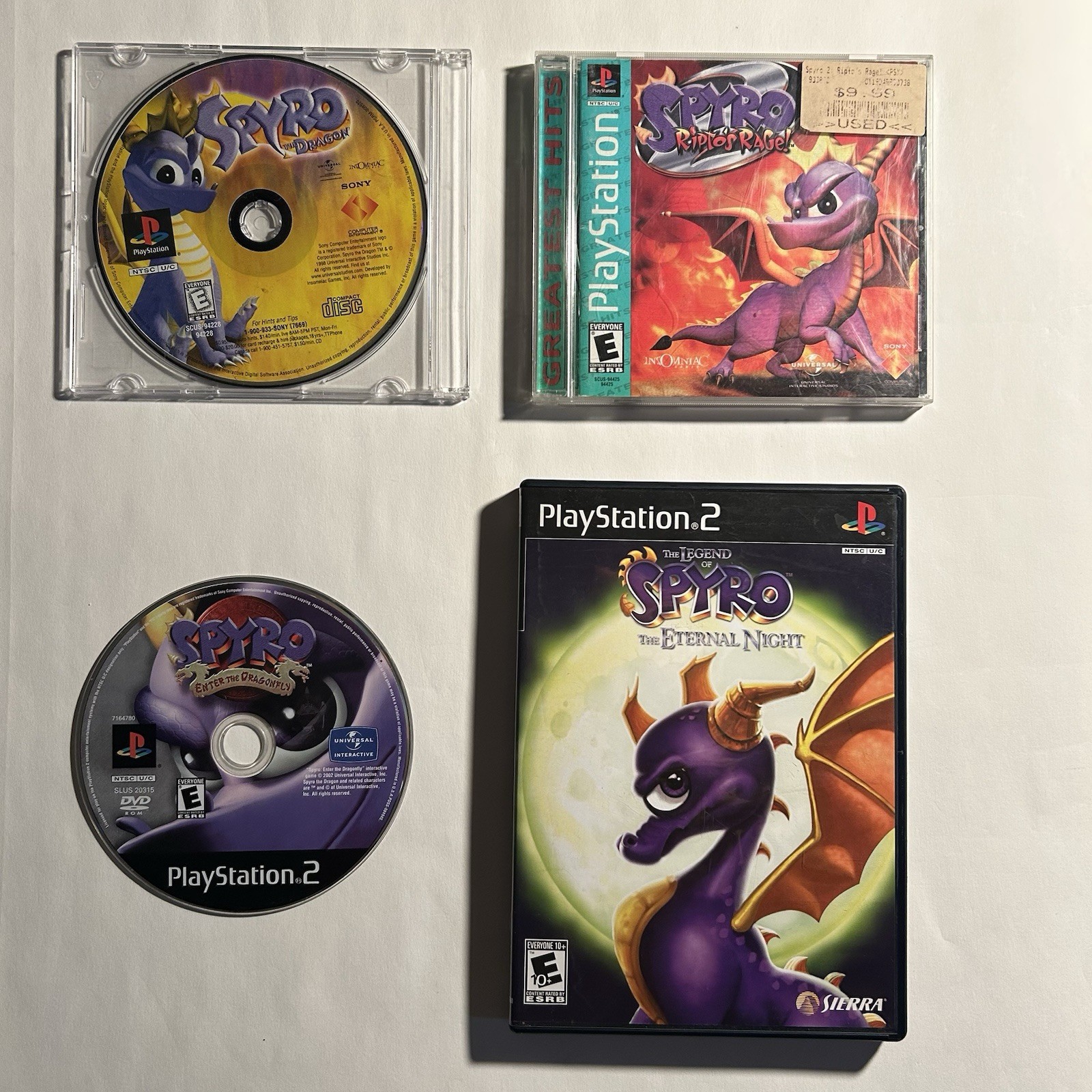 PS1 & PS2 Spyro Game Lot: Dragon, Ripto’s Rage, Dragonfly, Eternal Night Bundle
