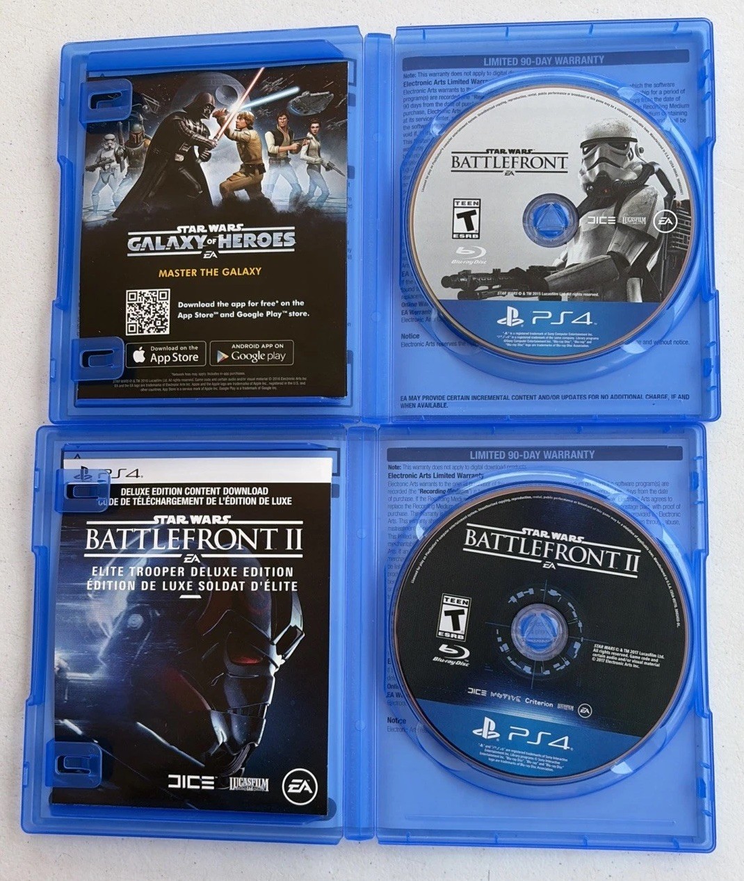 PS4 Star Wars Battlefront 1 & II Game Lot Complete Tested