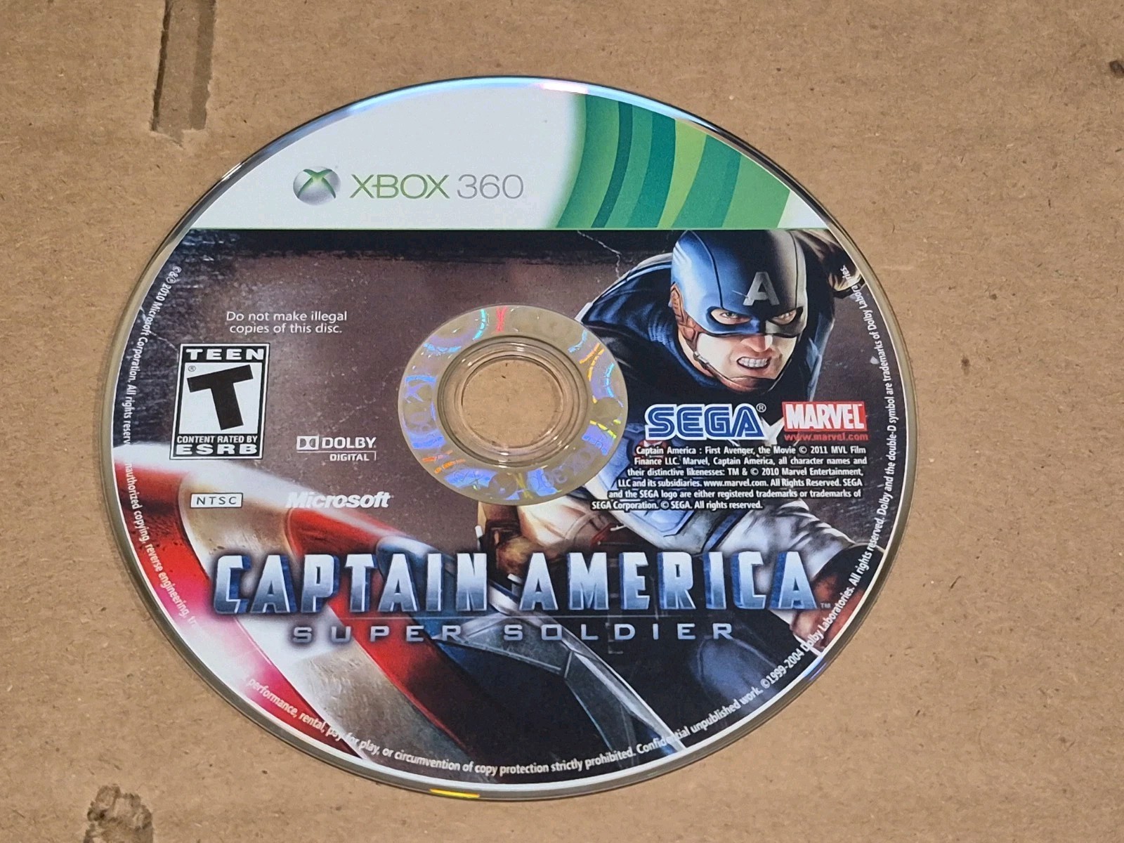 Captain America: Super Soldier Microsoft Xbox 360, 2011 DISC ONLY