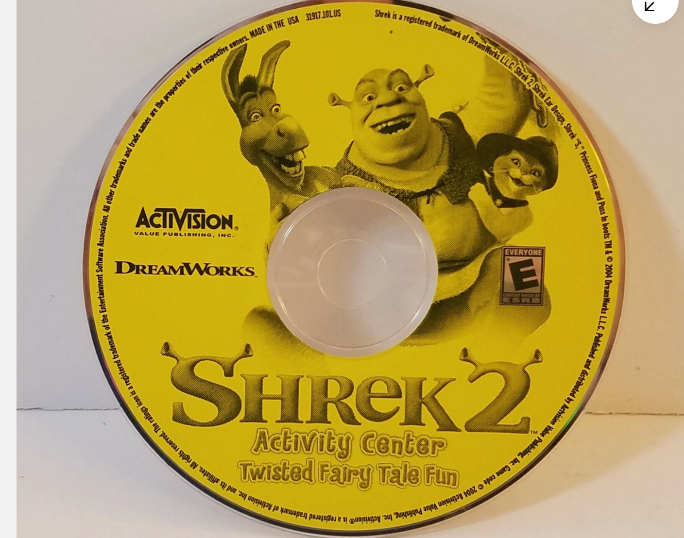 Shrek 2 Activity Center PC CD-Rom 2004 Windows Children Kids Game – Disc Only