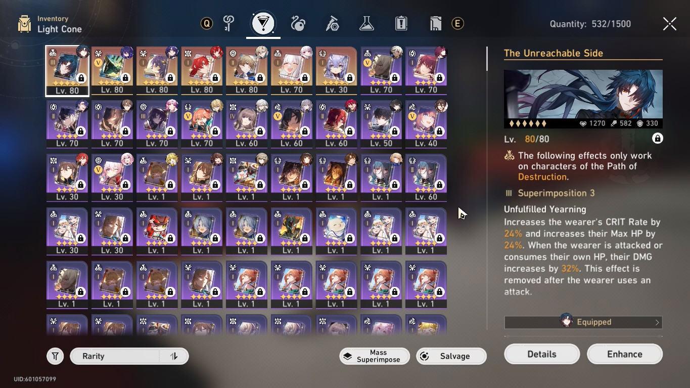 Honkai: Star Rail Account TB 69 – Blade, Kafka, Aventurine, Argenti,