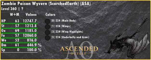 Zombie Poison Wyvern-Dino-Ark Survival Ascended-ASA-PC Xbox PS5 PVE-AAO