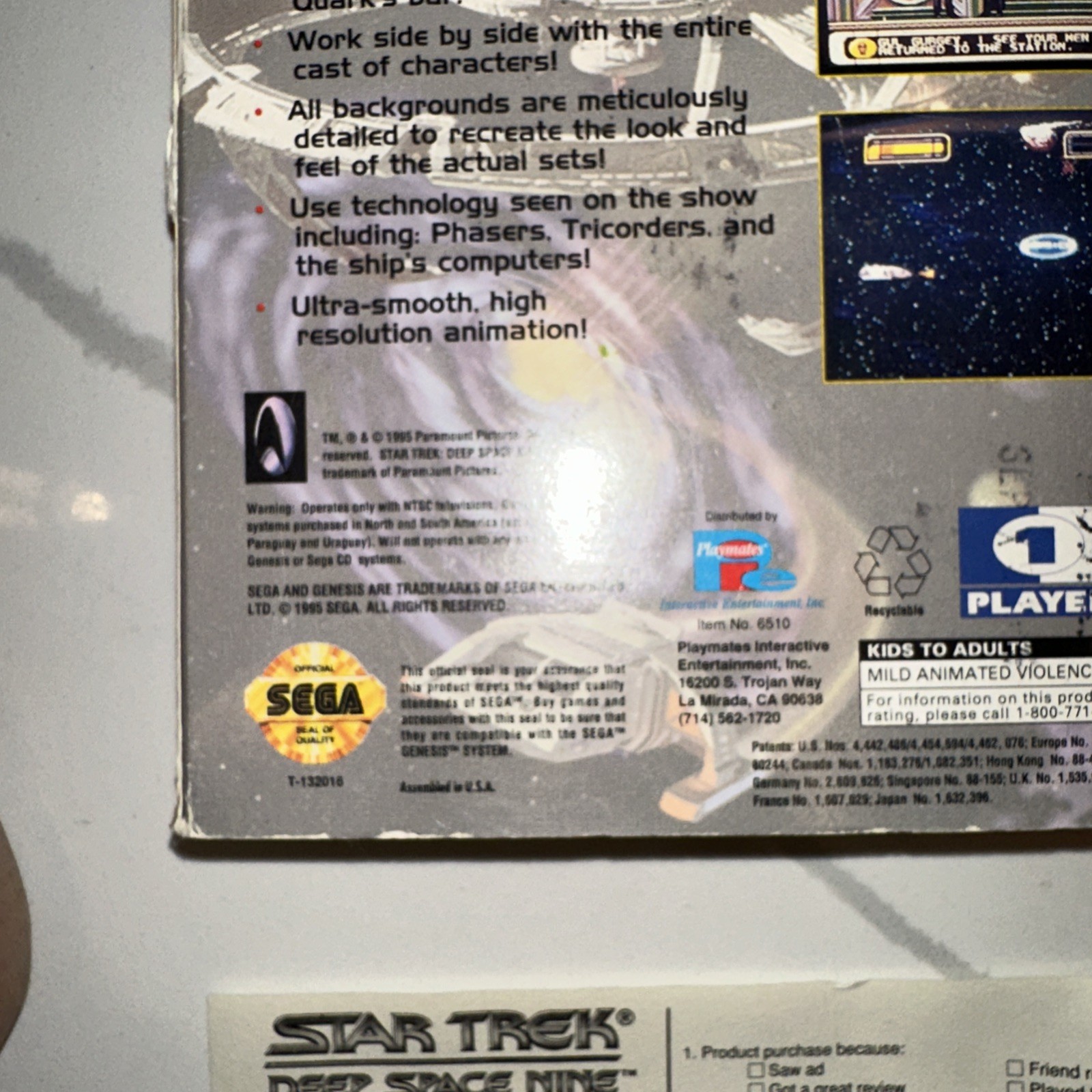 1995 Sega Genesis STAR TREK DEEP SPACE NINE BOX, Cartridge, Poster, & Reg Card