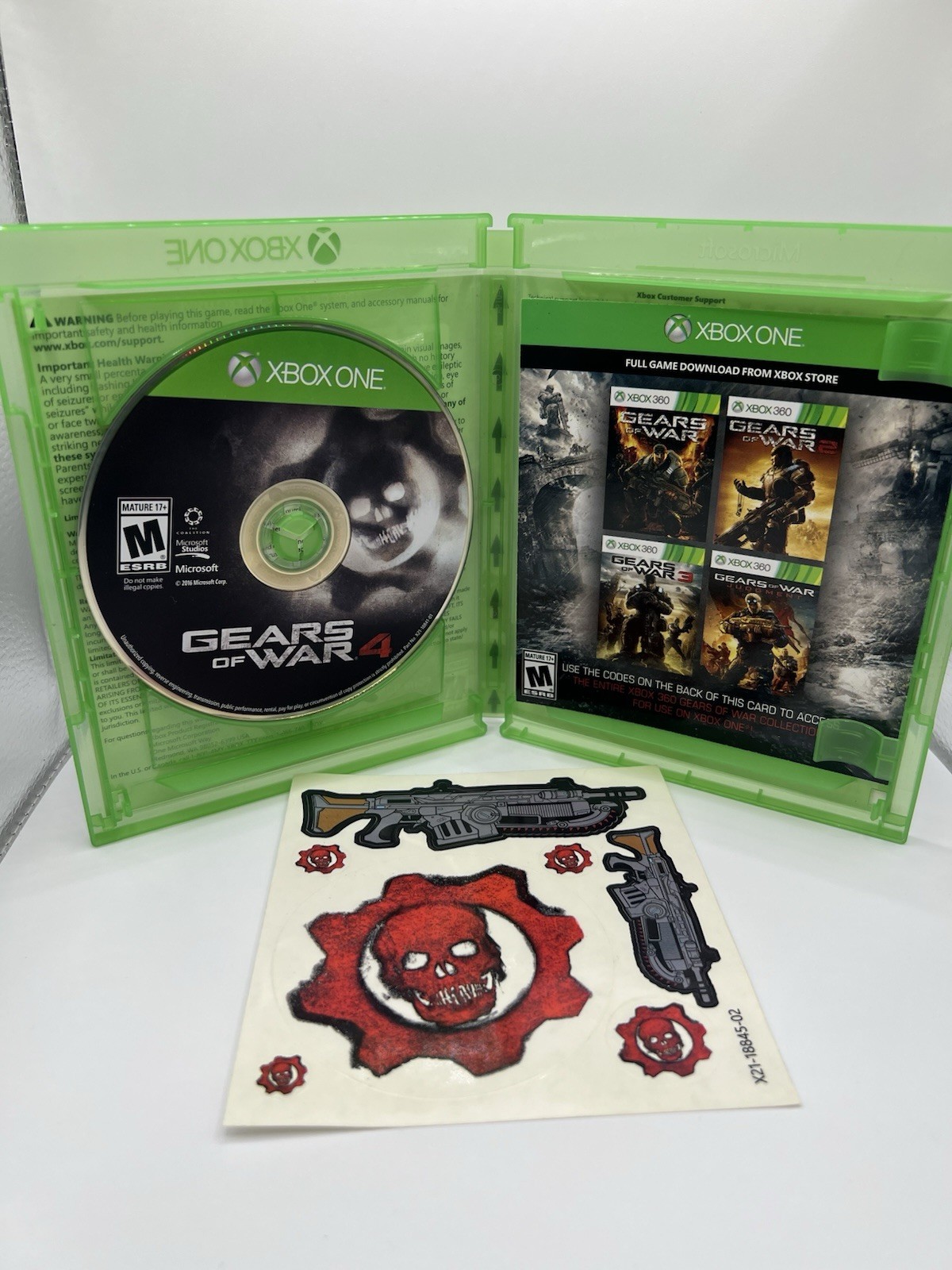 Gears of War 4 Xbox One CIB + Bonus Games Code & Stickers Unused