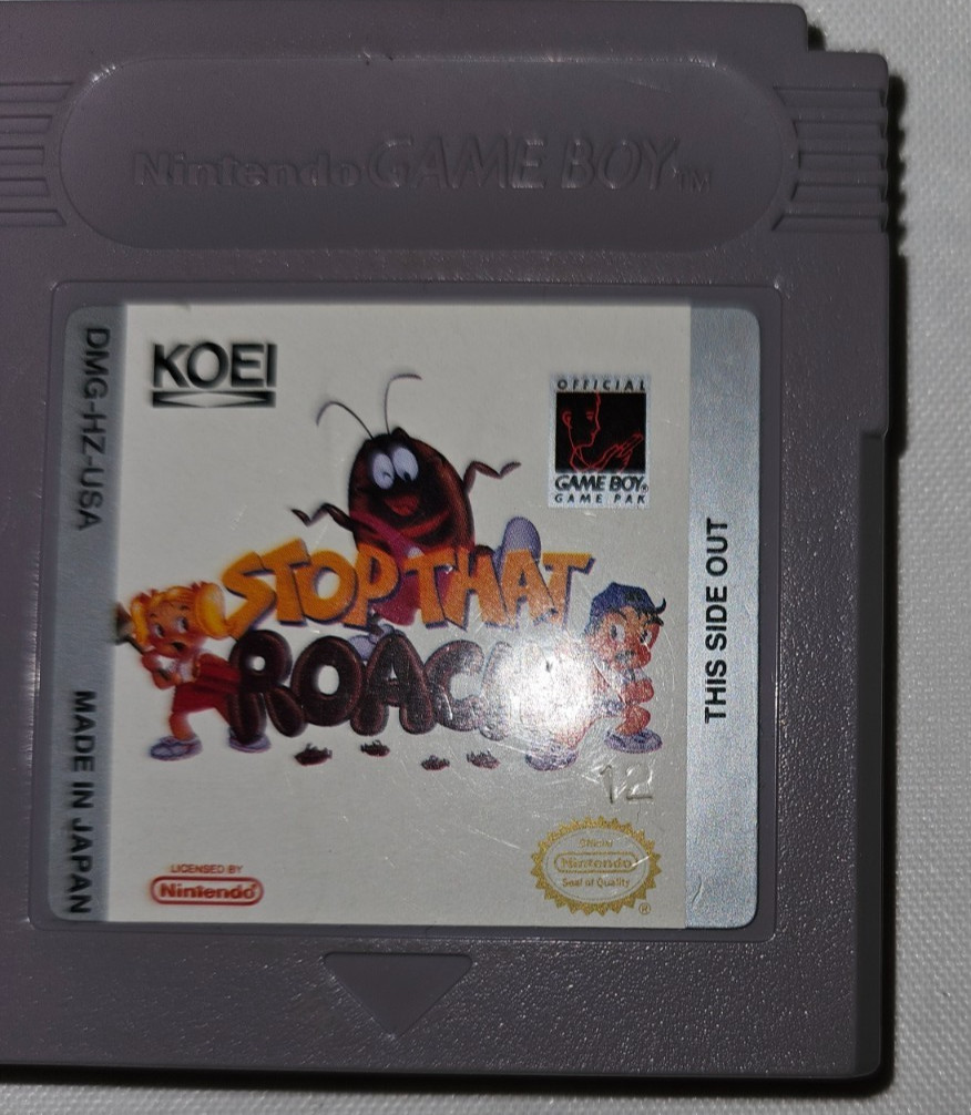 Stop That Roach Cartridge Only Authentic Nintendo Game Boy DMG-HZ-USA 1994 Koei
