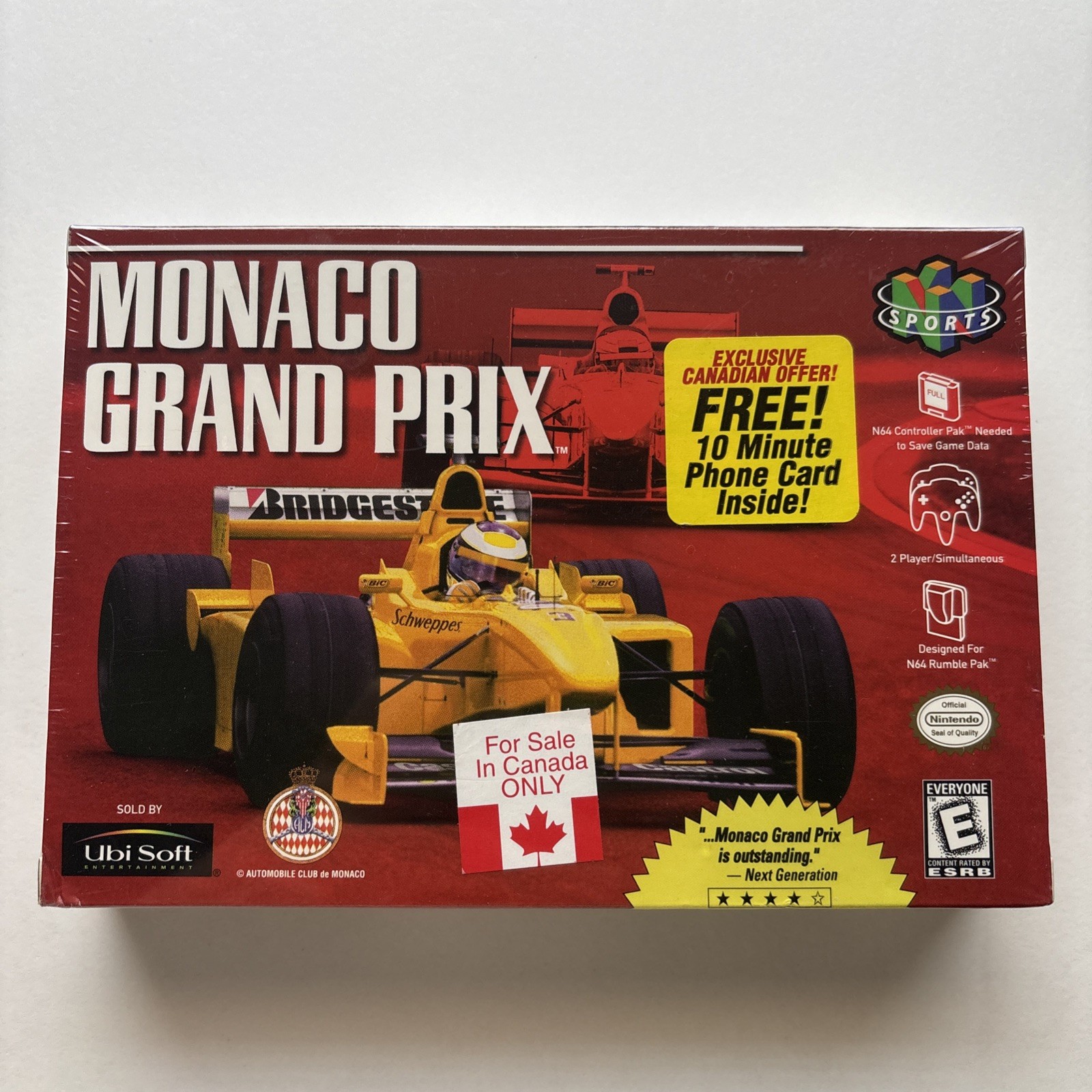 New Monaco Grand Prix Nintendo 64 N64 Canadian Phone Card Variant WATA VGA CGC