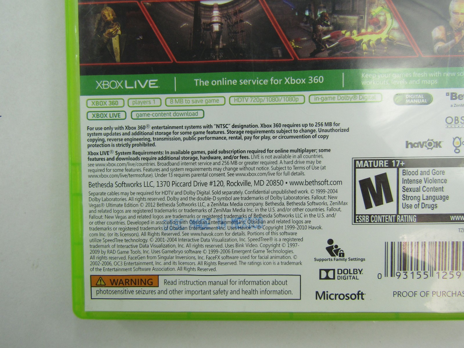 Fallout New Vegas Ultimate Edition XBOX 360 Video Game Platinum CIB Complete