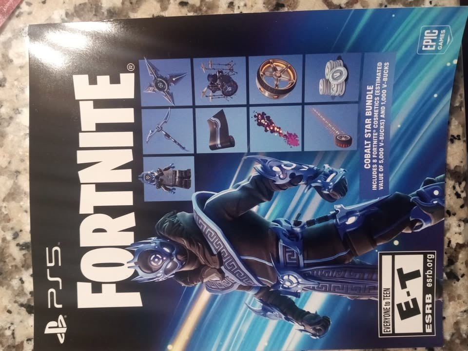 Fortnite Cobalt Star Bundle Code + 1000 V Bucks (Unscratched) PS5 NEW!