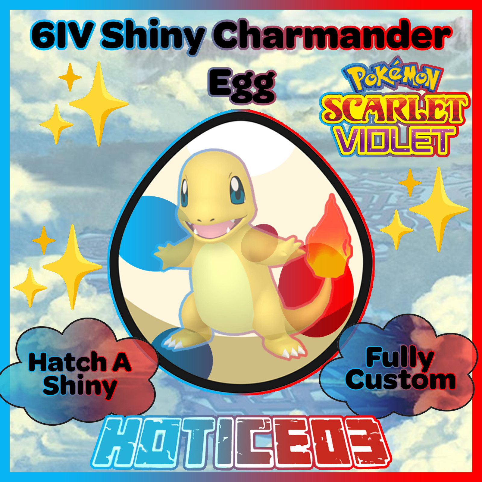 Charmander✨ SHINY EGG 6 IV ✨ Pokemon Scarlet & Violet ✨ TEAL MASK DLC ✨