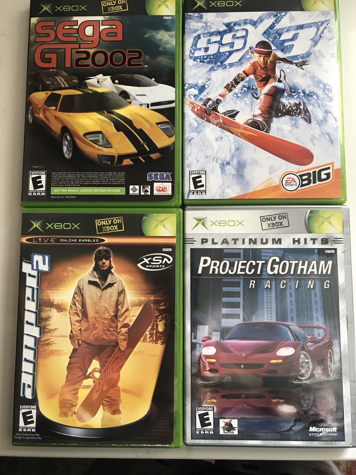 Xbox- Lot Of 4 Sega GT 2002/JSRF – SSX3 – Amped 2- Project Gotham Racing Preown
