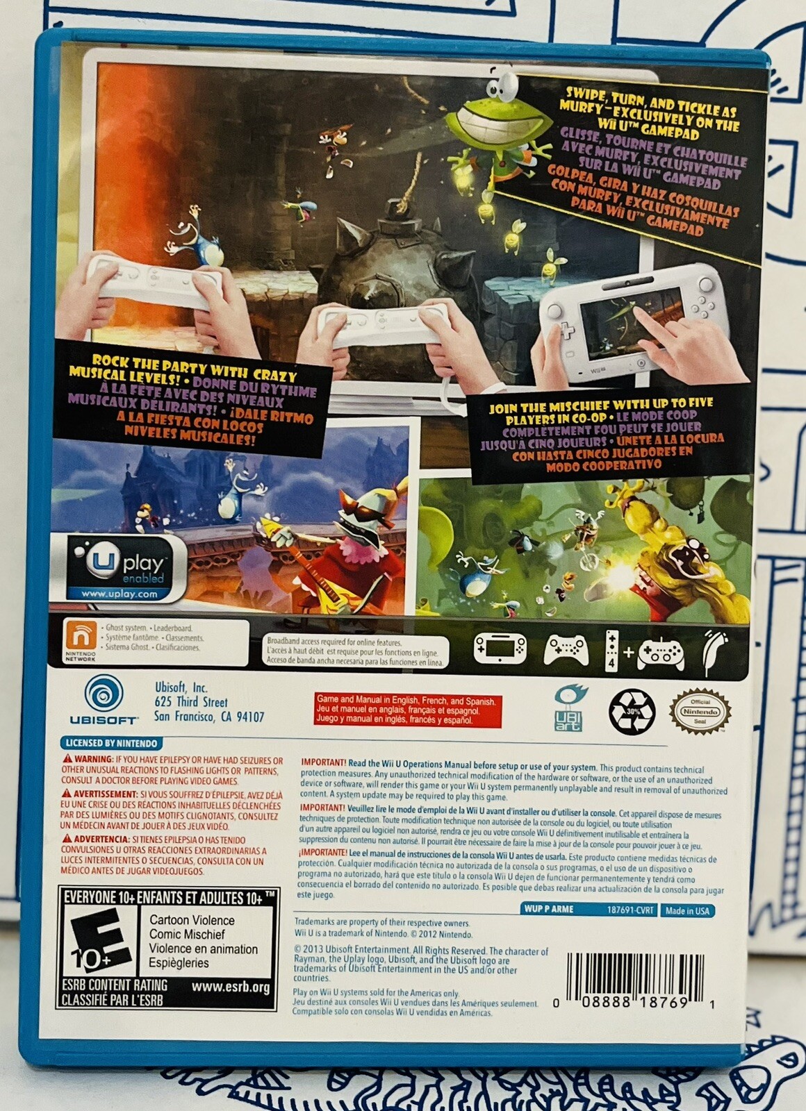 Rayman Legends Nintendo Wii U 2013 Ubisoft Game Cartoon Adventure Comic Mischief