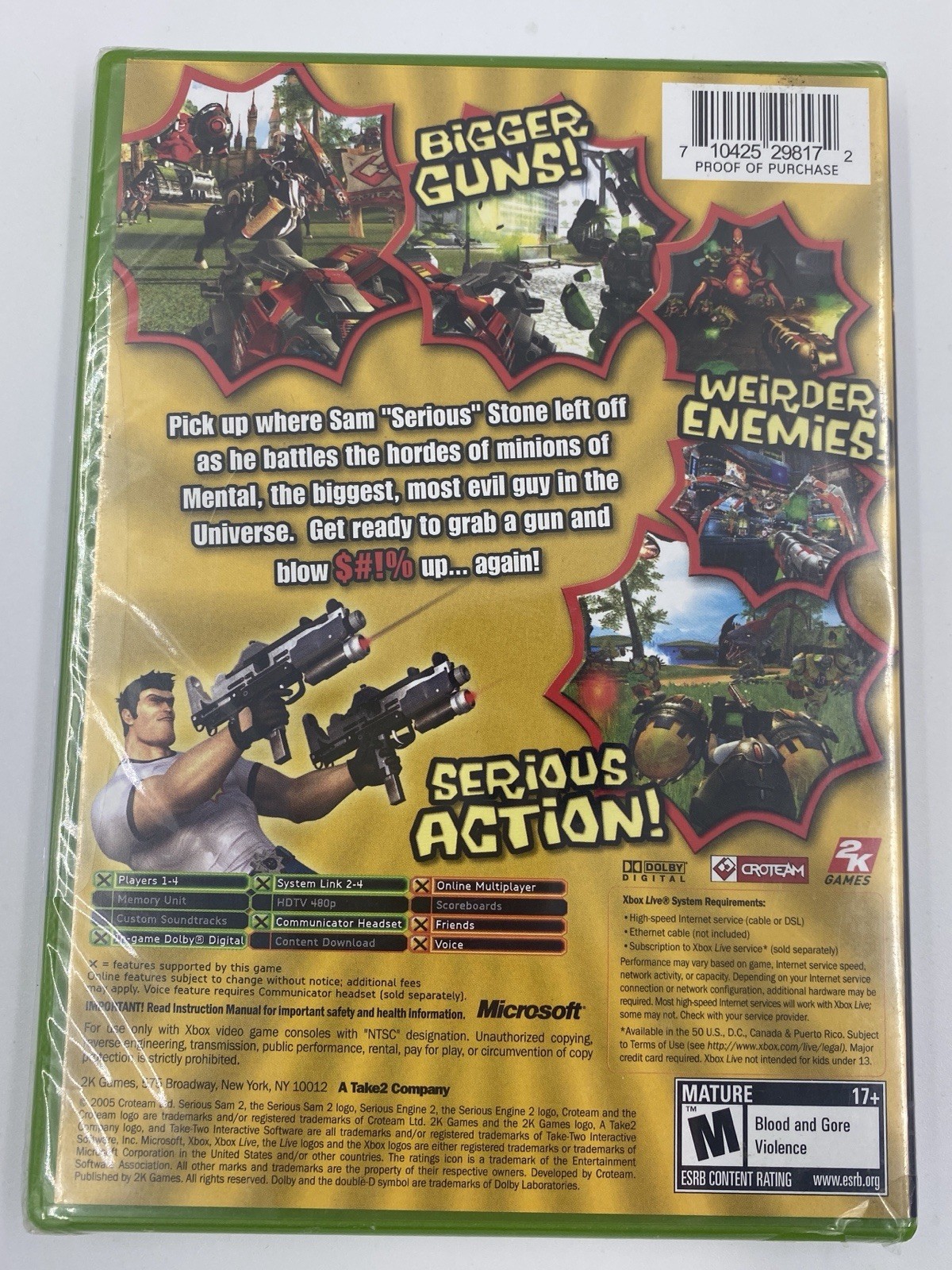 NEW Serious Sam II 2 Microsoft Xbox Sealed 2k Games Ships In Box